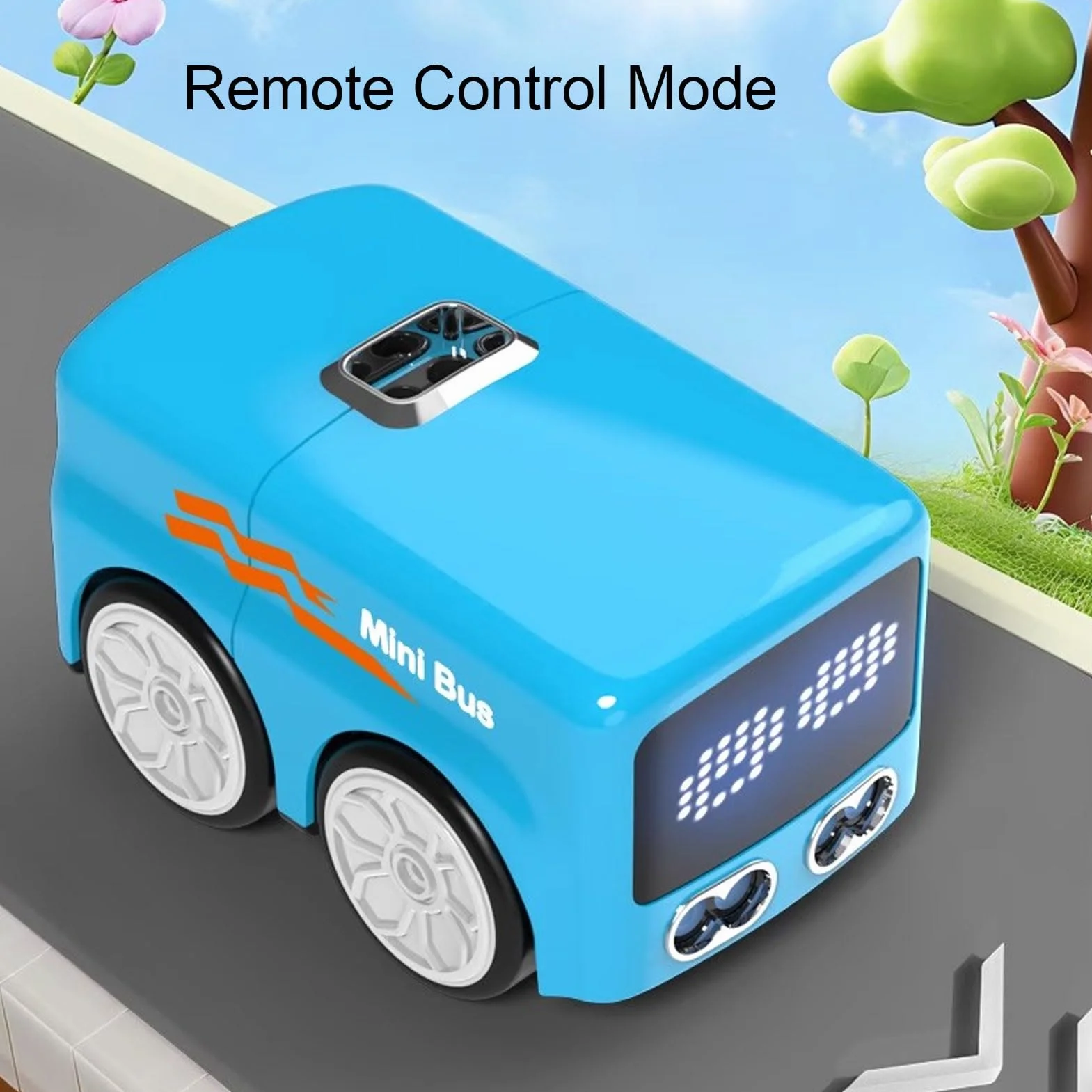Magic Mini RC Bus, 2026 Gesto y Control Remoto Sensor Inteligente Coche, Seguimiento de Línea de Evitación Automática Vehículo RC de Escritorio con Luces de Expresión LED (Blue)
