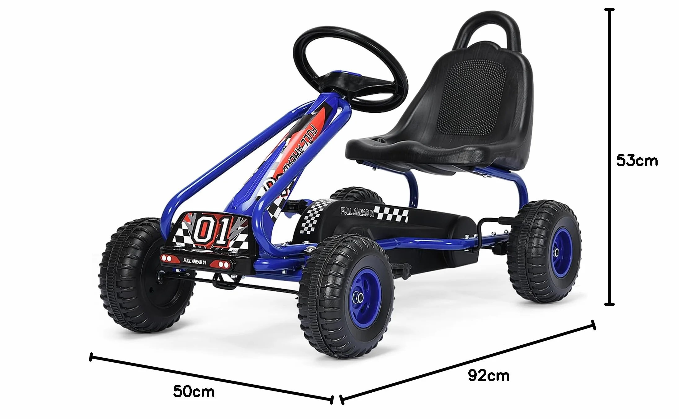 COSTWAY Go Kart de Pedales para Niños con 4 Ruedas Antideslizantes Asiento Envolvente y Freno de Mano, para Niños y Niñas (Azul)