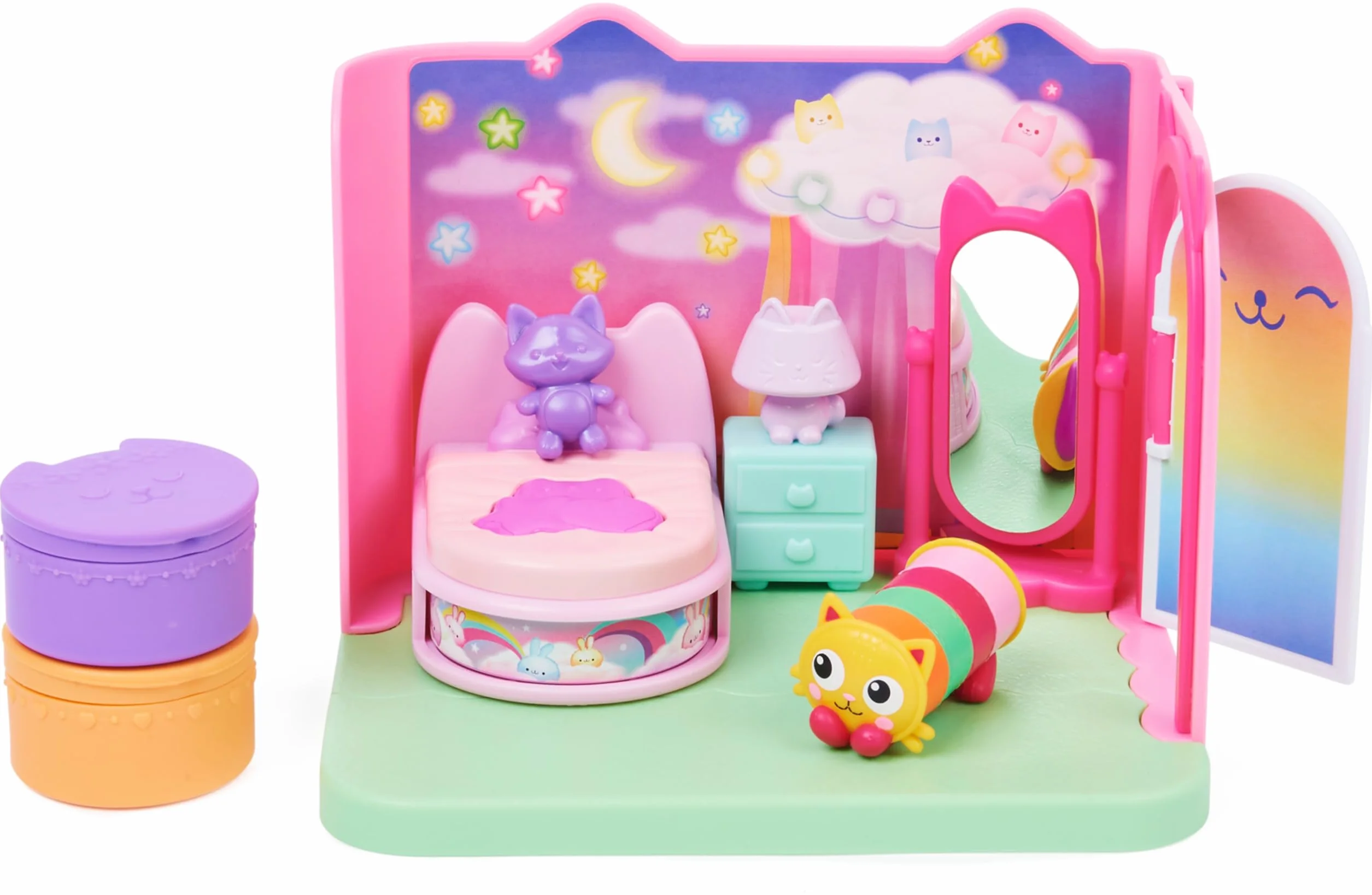 La Casa De Muñecas De Gabby - Dormitorio De Sueñigata Con 1 Figura Sueñigata, 3 Accesorios, 2 Caja Sorpresa Y 3 Muebles | Juguetes Niñas 3 Años O Más | Regalo Niña 3 Años O Más De Gaby Gato