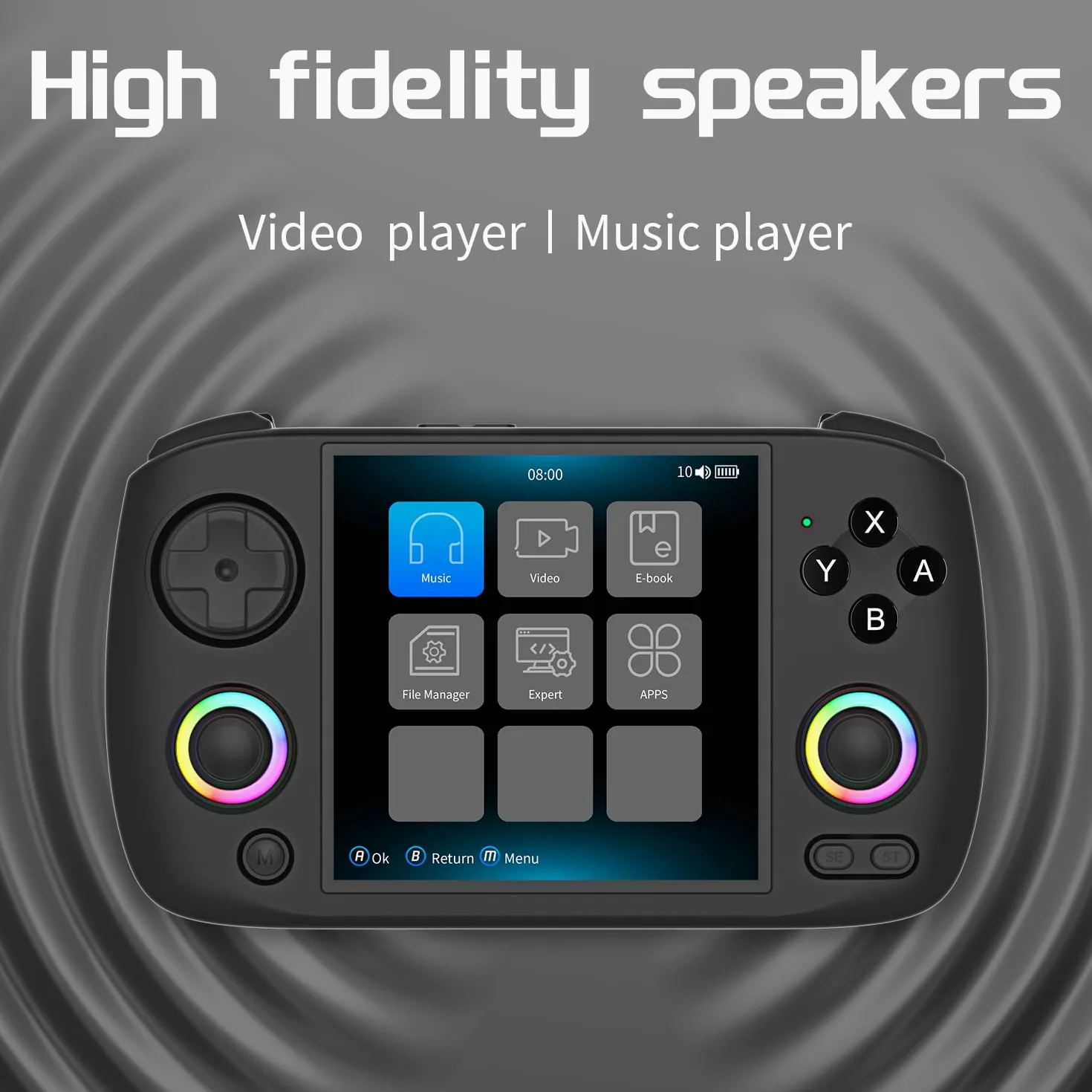Voacle RG Cubexx - Consola De Juegos Mano Retro, Pantalla IPS 3.95 Pulgadas, Sistema Linux Integrado, Tarjeta TF 5056, Juegos, Compatible Con Salida TV, Wifi, Bluetooth 4.2, Negro, 5G, 64G