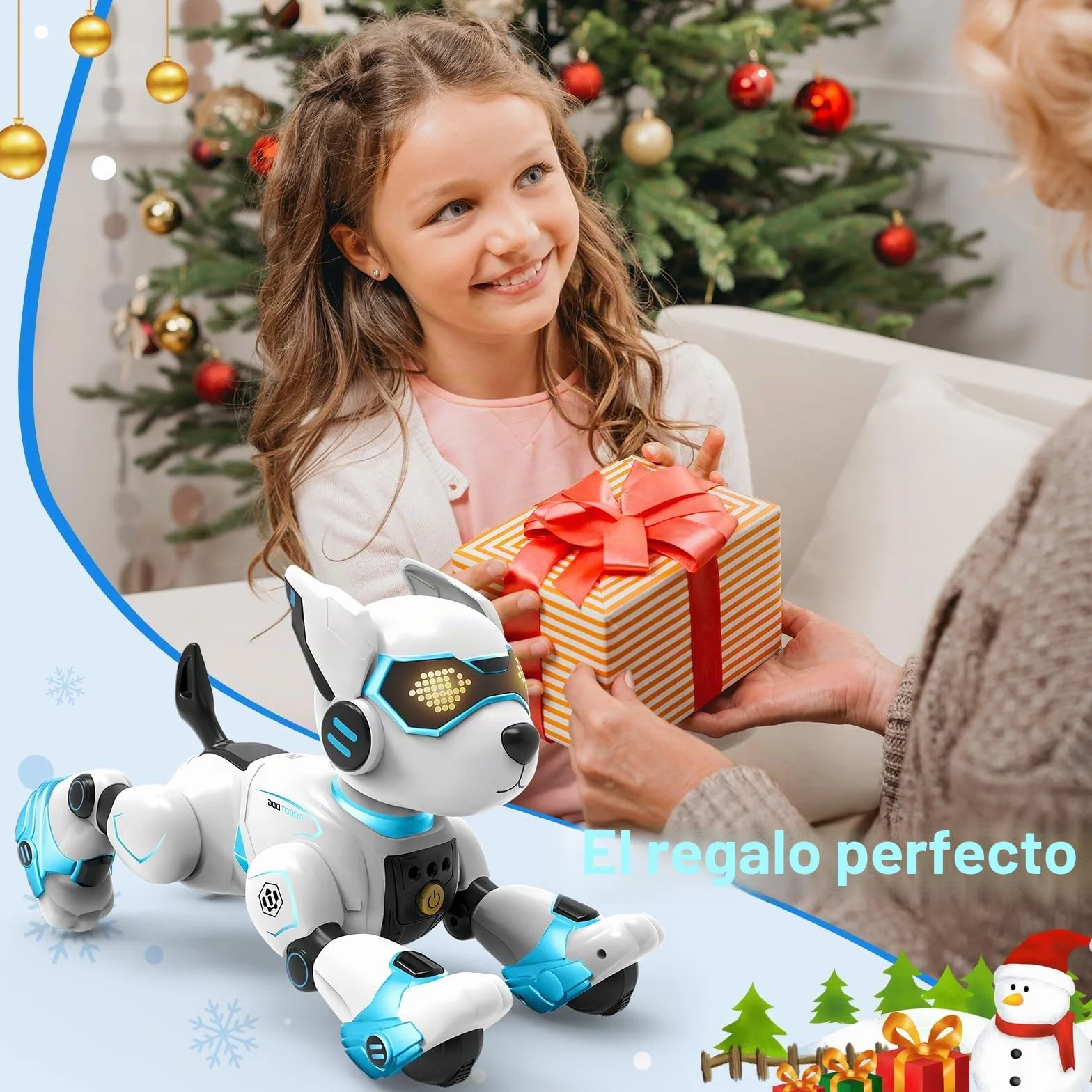 PRANITE Perro Robot para Niños, Perro Robot Programable e Interactivo, Juguete Teledirigido Recargable con Control por Voz y Gestos, Música y Baile, Regalo Ideal para Niños y Niñas