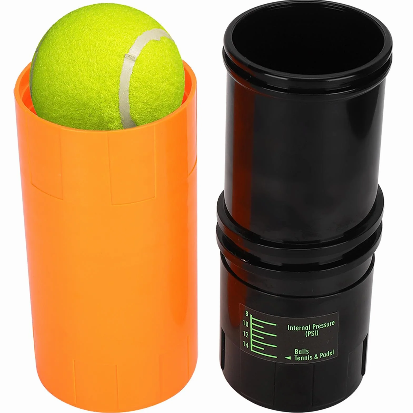 Presurizador de pelotas de tenis para 4 pelotas, bomba integrada, HV alta visibilidad