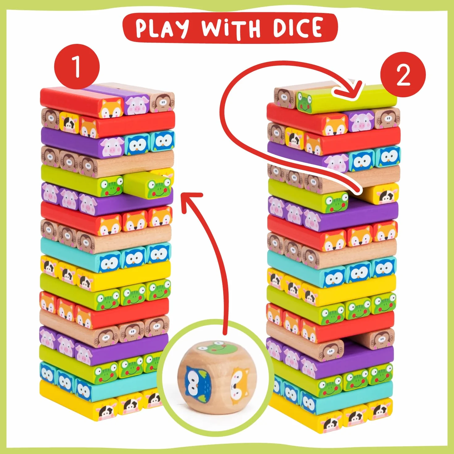 Nene Toys Torre de Bloques Infantil de Madera 4 en 1 – Juego de Mesa Educativo para Niños 3-9 años