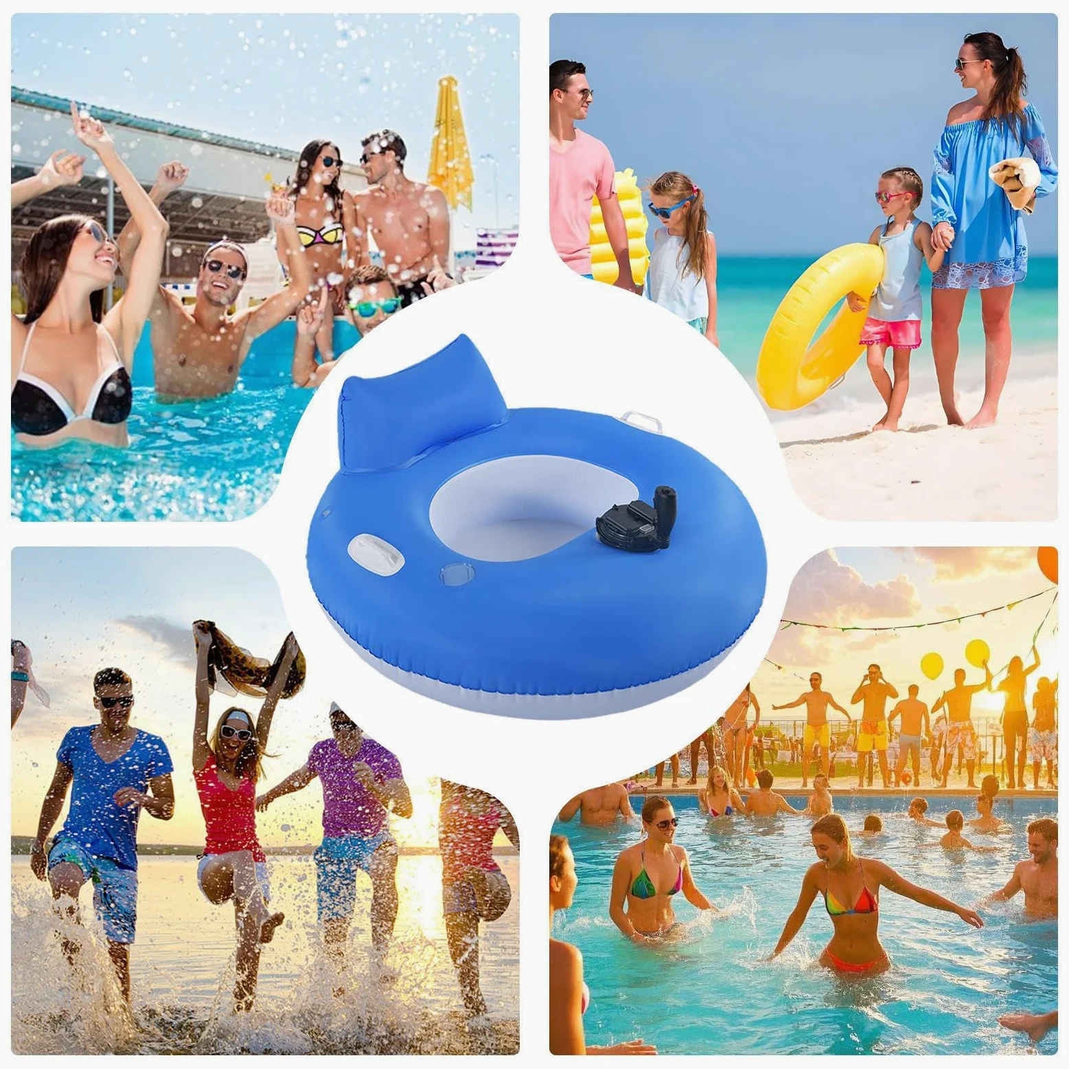 Cojín de natación motorizado,Tumbona de agua inflable para mujeres - Tumbona cómoda y portátil para nadar en el lago de verano y tomar el sol