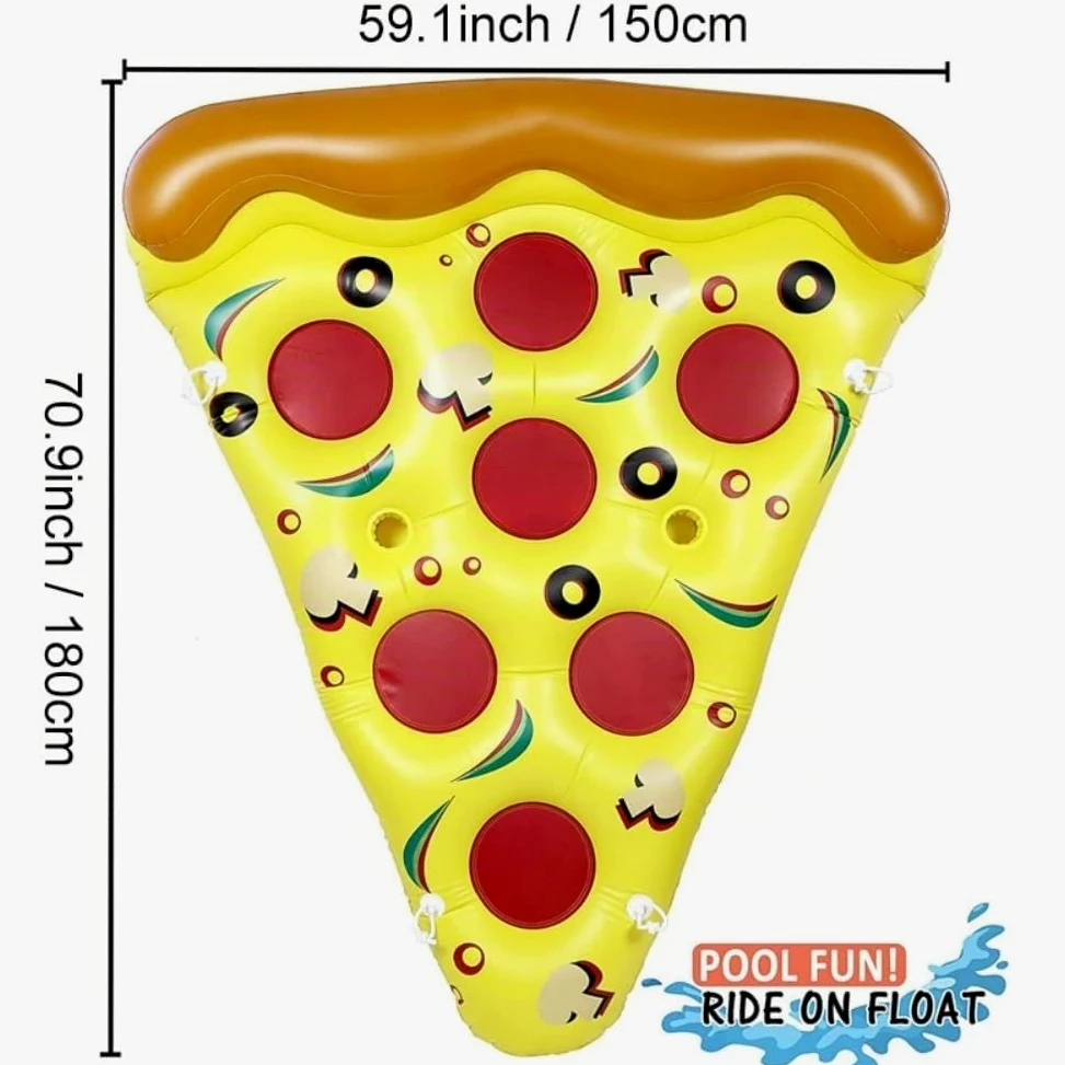 Colchoneta Piscina Adultos - Flotador Piscina Hinchables con Portavasos, Flotador Inflable Pizza Grande Flotador Hinchable de Bronceado para Piscina Playa Fiestas Verano