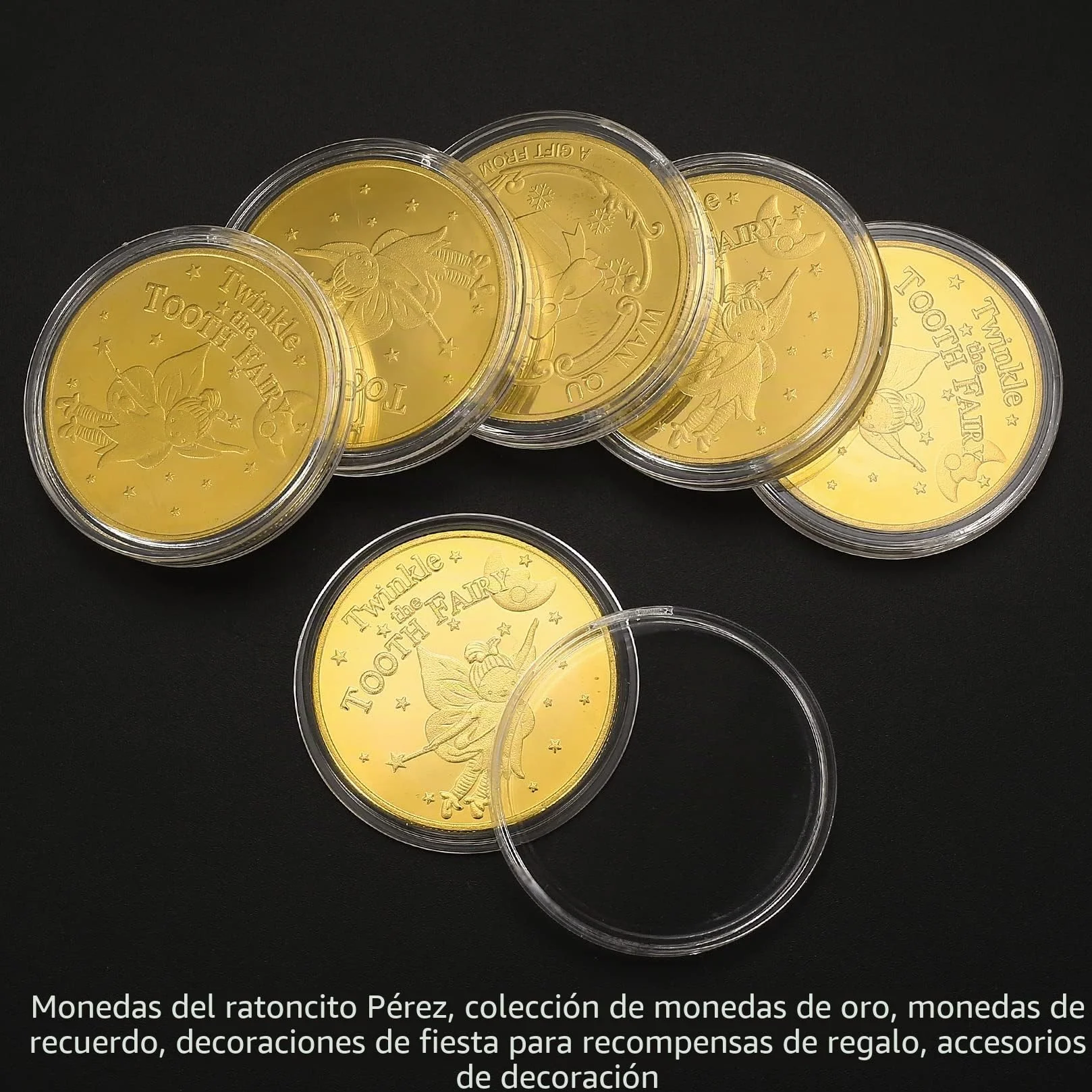 6 Piezas Moneda de Hadas de Dientes Centelleantes, Hada de Dientes Monedas de Oro, Moneda de Colecció, Moneda Conmemorativa Colección de Recuerdos Moneda para Diente Perdido Niños Regalos