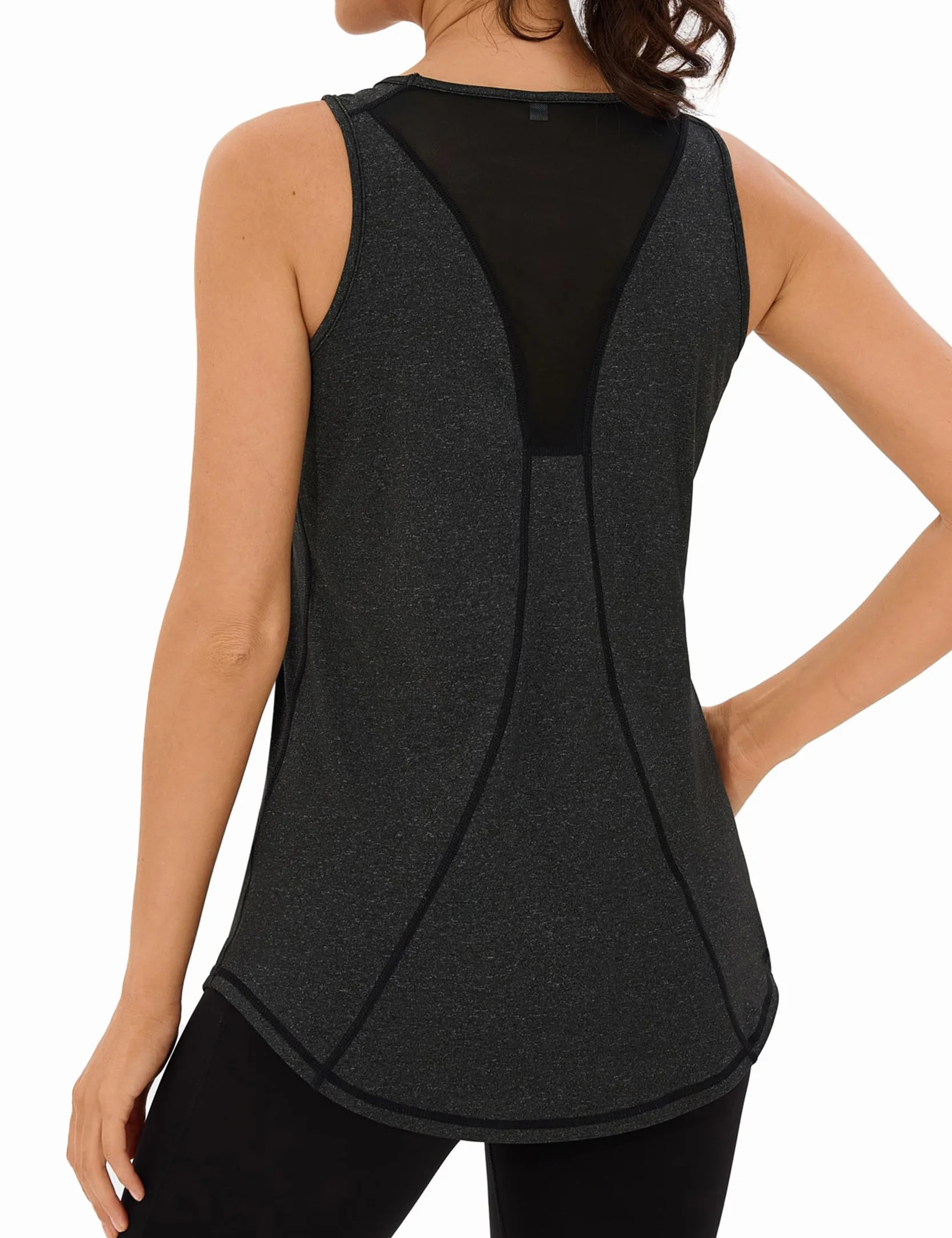 Camiseta sin Mangas de Fitness para Mujer Espalda de Malla Chaleco Deportivo Yoga Tops Tirantes para Correr