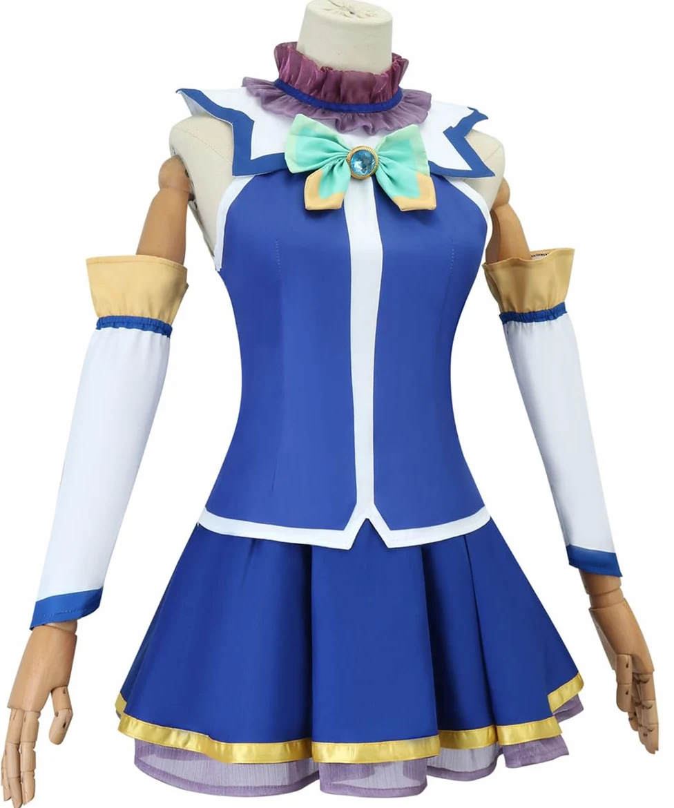 Disfraz de anime para mujer, disfraz de chaleco azul para Halloween