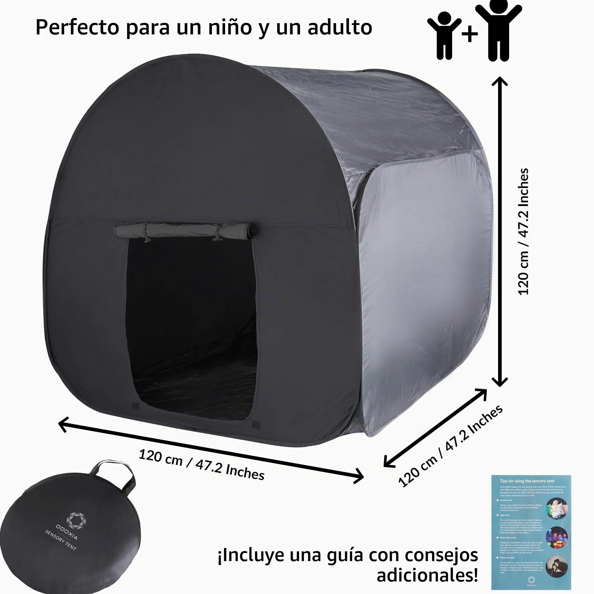 Tienda Sensorial | Rincón De Calma para Que Los Niños Jueguen Y Se Relajen | Ayuda En Autismo, TPS, Ansiedad Y Concentración | Tienda Sensorial Negra para Niños Autistas | Doble