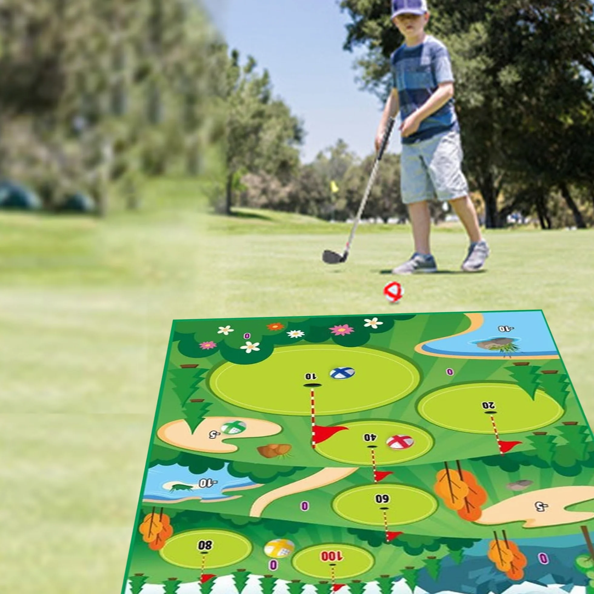 Juego De Juegos De golf, Almohadilla De Juego De Doble Cara, Almohadilla De Golf Con 20 Bolas Juegos De golfs En Interiores Para Adultos y Niños En Casa, Entusiastas Del Golfs