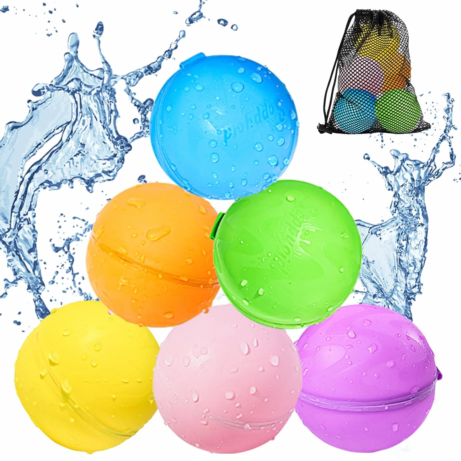 Globos de Agua Reutilizables 6 Piezas Recargables Autosellante Llenado Rápido para Niños Adultos Juguetes de Verano Exteriores