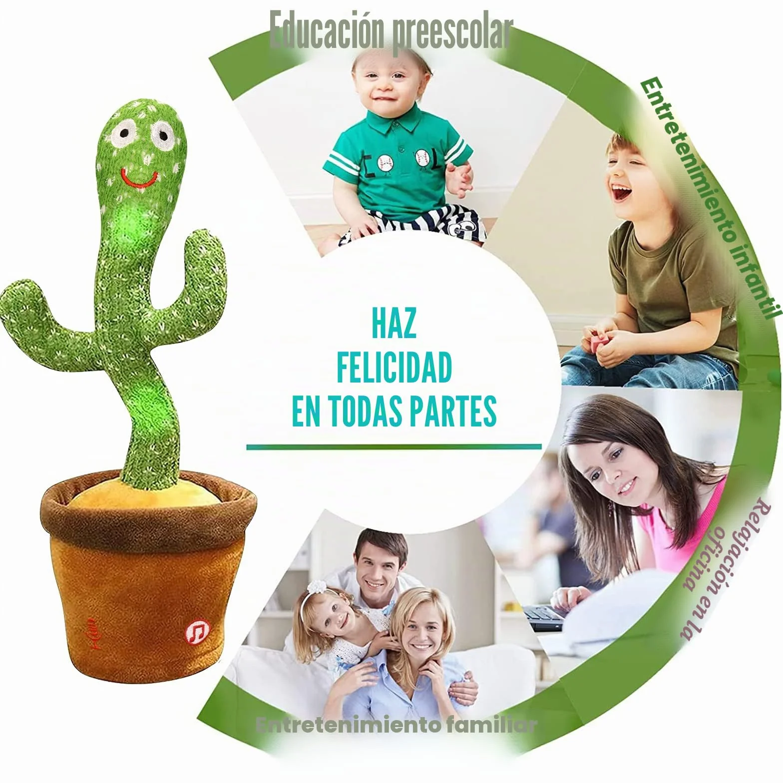 Juguete de Peluche Cactus Bailarín que Baila y Repite tu Voz con Canciones