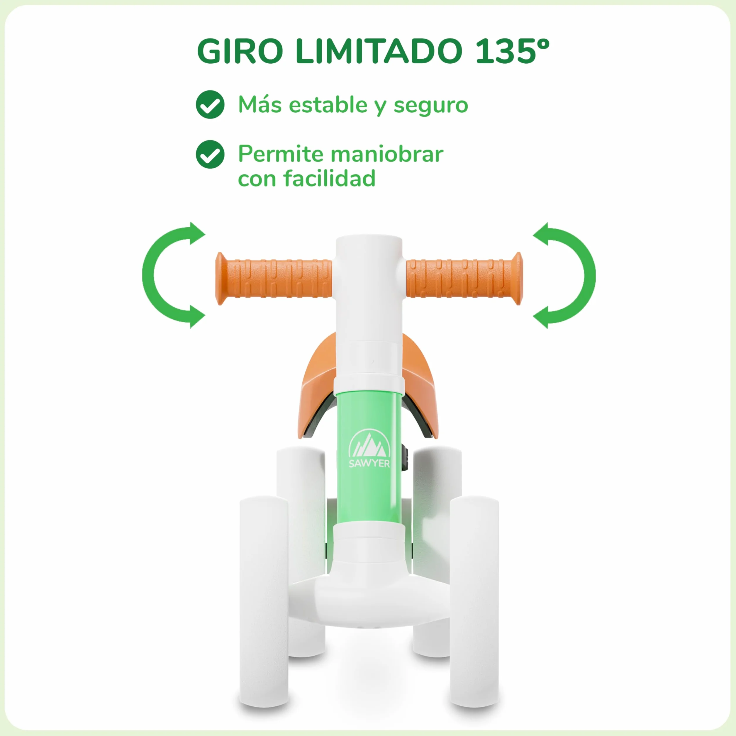 Sawyer Bikes - Correpasillos Bebe con Sillín Ajustable - Juguete Niños 1 Año (Retro V2)