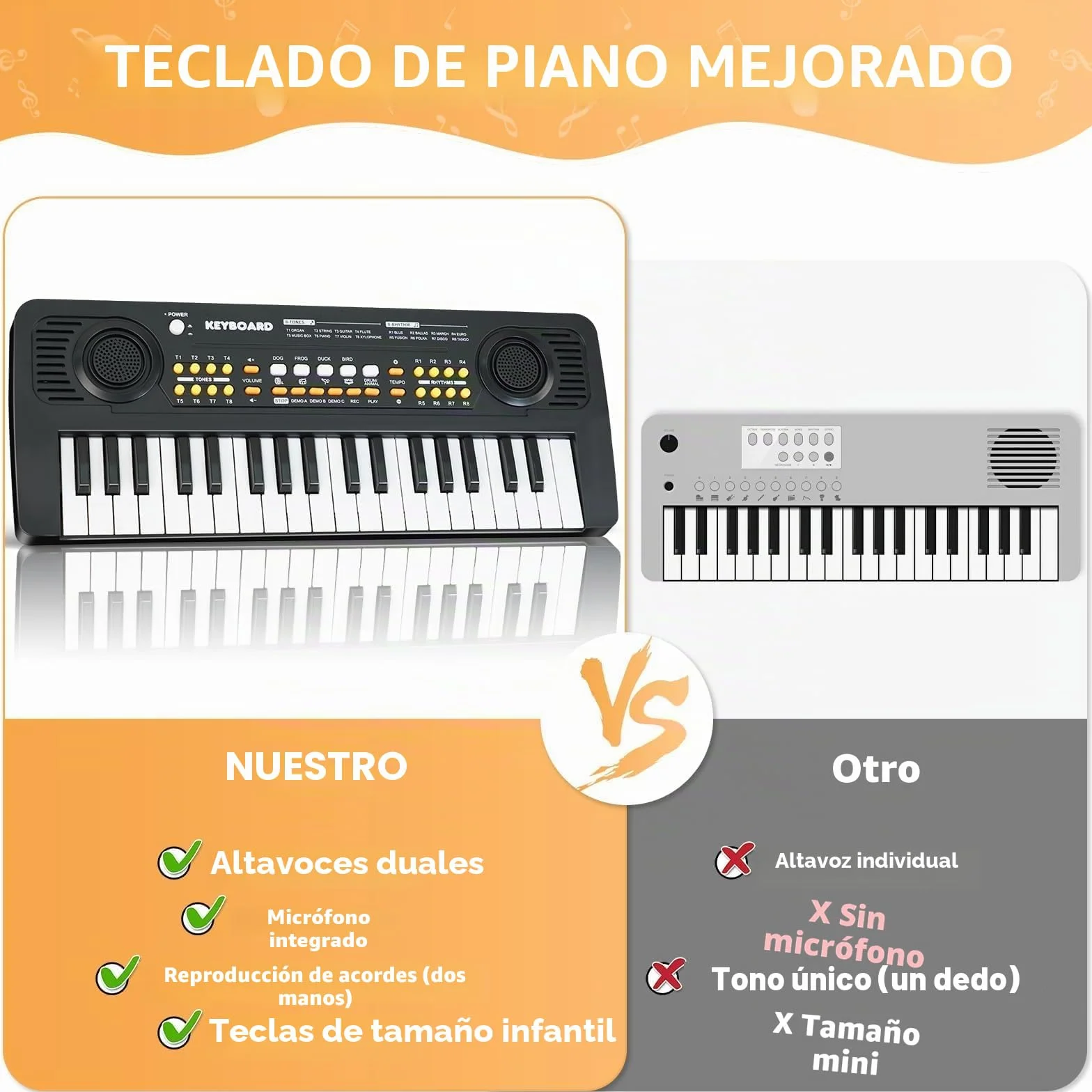 Infantil Piano Teclado 37 Teclas con Microfono Portátil Juguete Musical, Regalos Navidad Cumpleaños para 3 4 5 6 7 Años Principiante Niños y Niñas, Negro