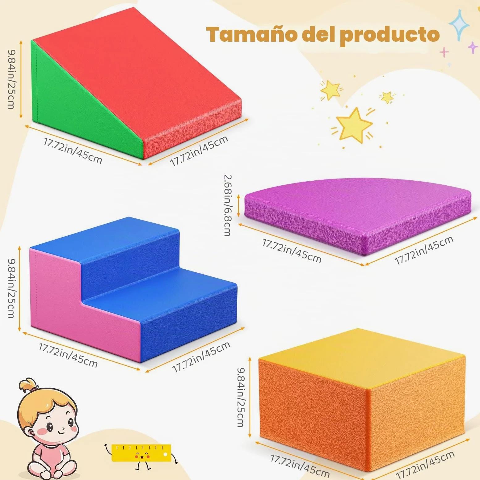 Bloques de espuma para niños, bloques de espuma grandes, bloques de escalada para interiores, marcos de escalada para niños (4 unidades)