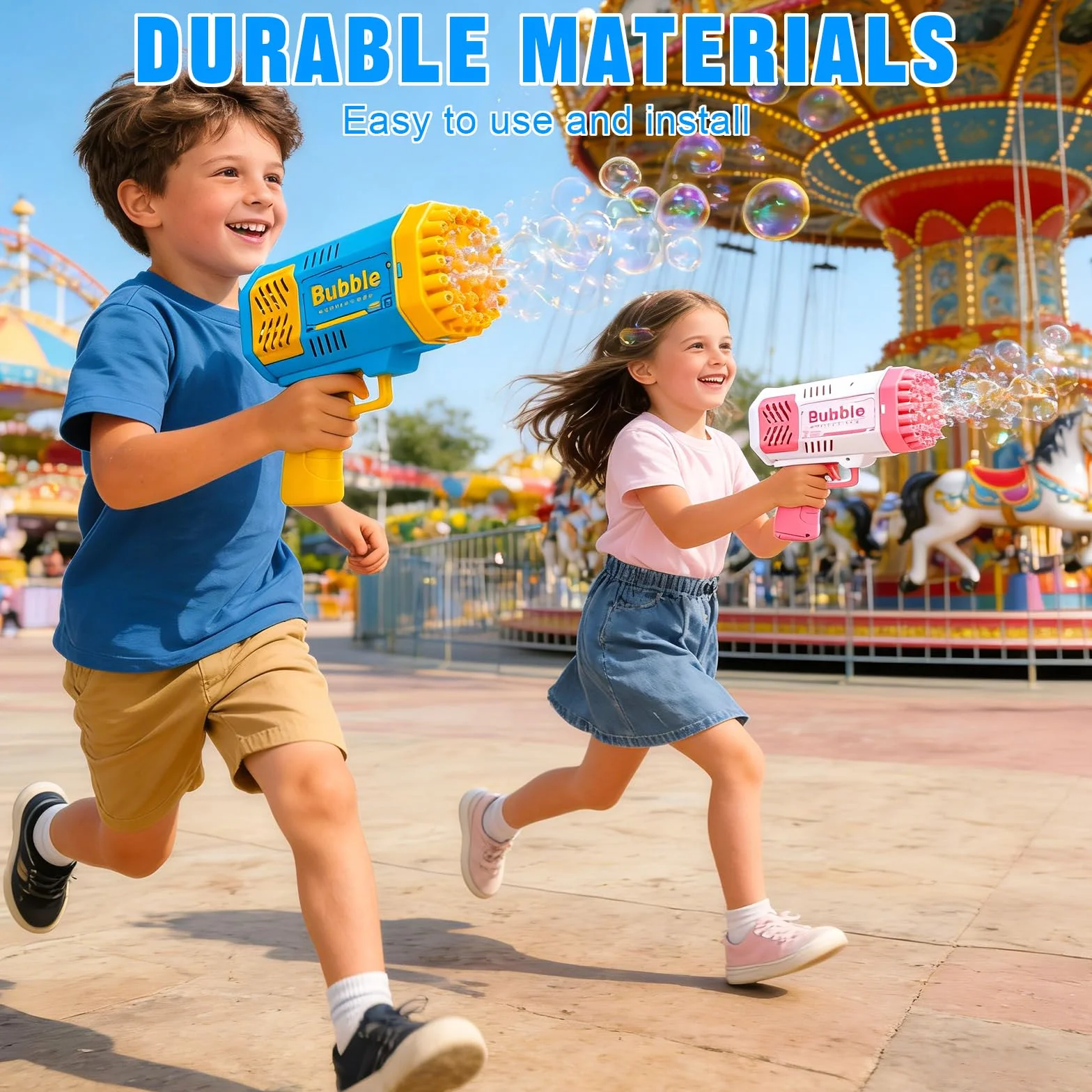 Pistola de Burbujas para Niños, Automática Máquina de Burbujas de Jabón 10000+ Pompas/Min, Máquina Automática de Burbujas Silencioso con Luces para Fiestas Verano Al Aire Libre Regalo Boda