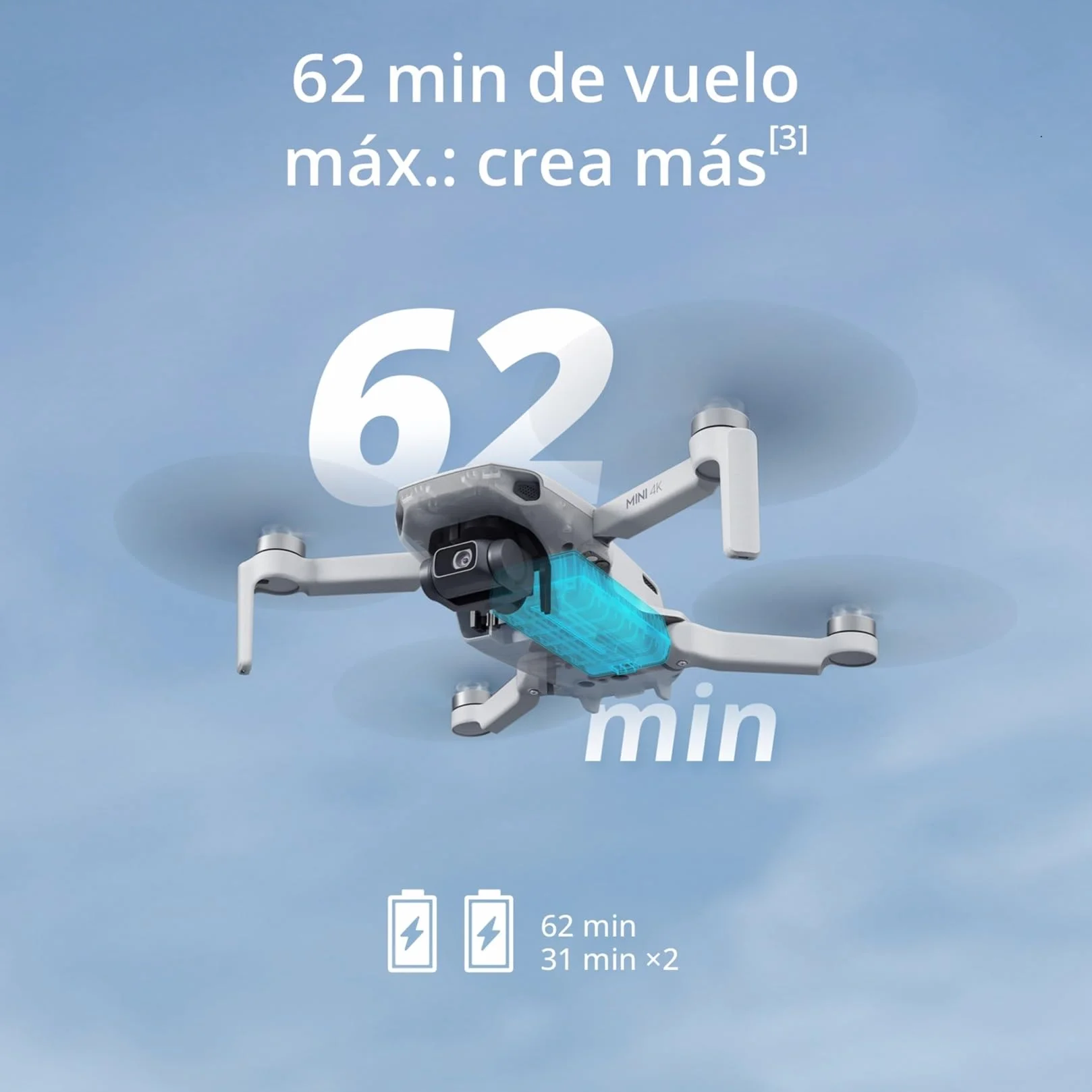 DJI Mini 4K dron cámara 4K UHD 249g estabilización 3 ejes transmisión 10km 2 baterías 62min