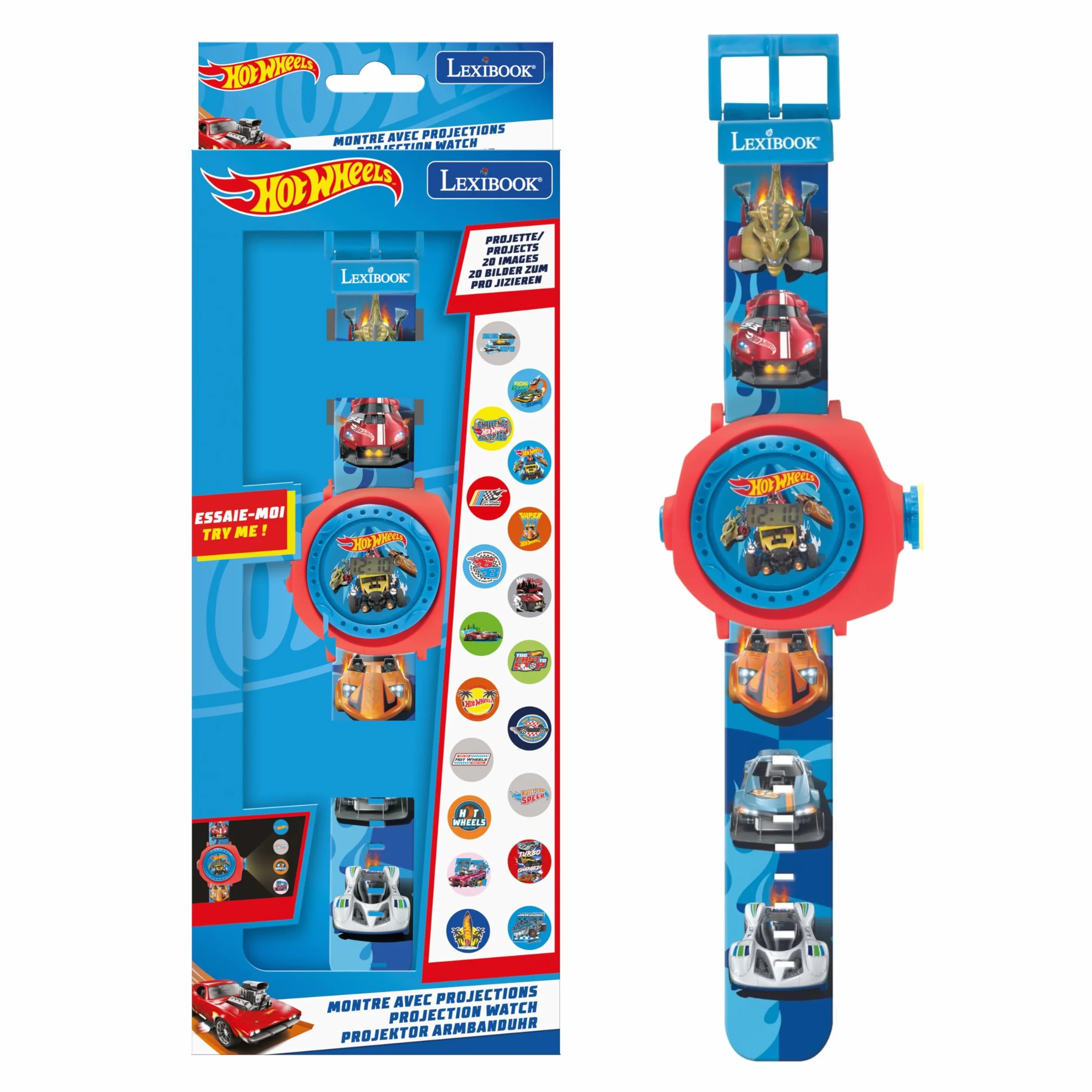 Lexibook Hot Wheels DMW050HWLXB Reloj de proyección Digital para niños Azul