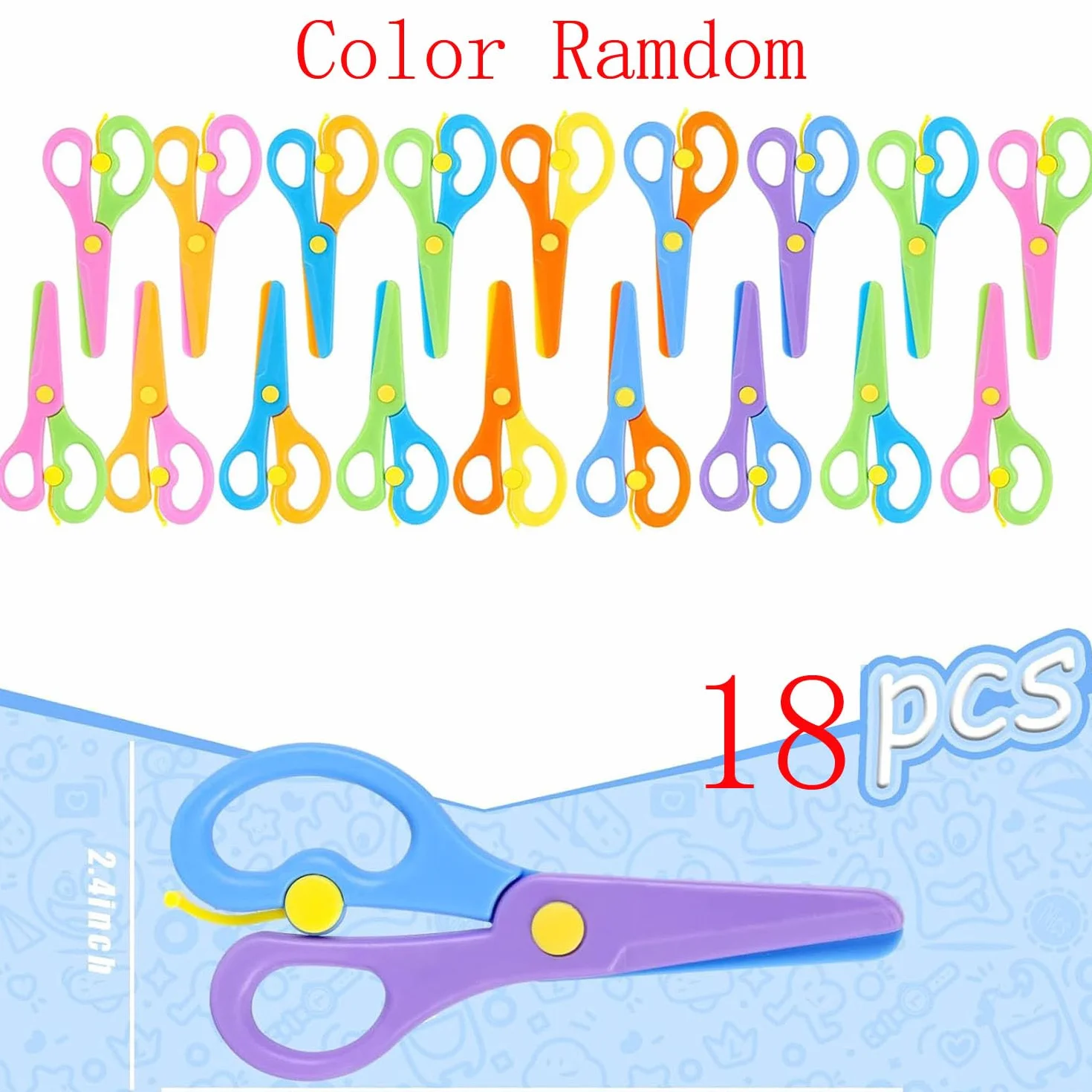 18PCS Tijeras Manualidades para Niños, Tijeras Entrenamiento Preescolar, DiseñO de Arte DIY, Diseño Antipellizcos, Desarrollo de la Coordinación Ojo-Mano