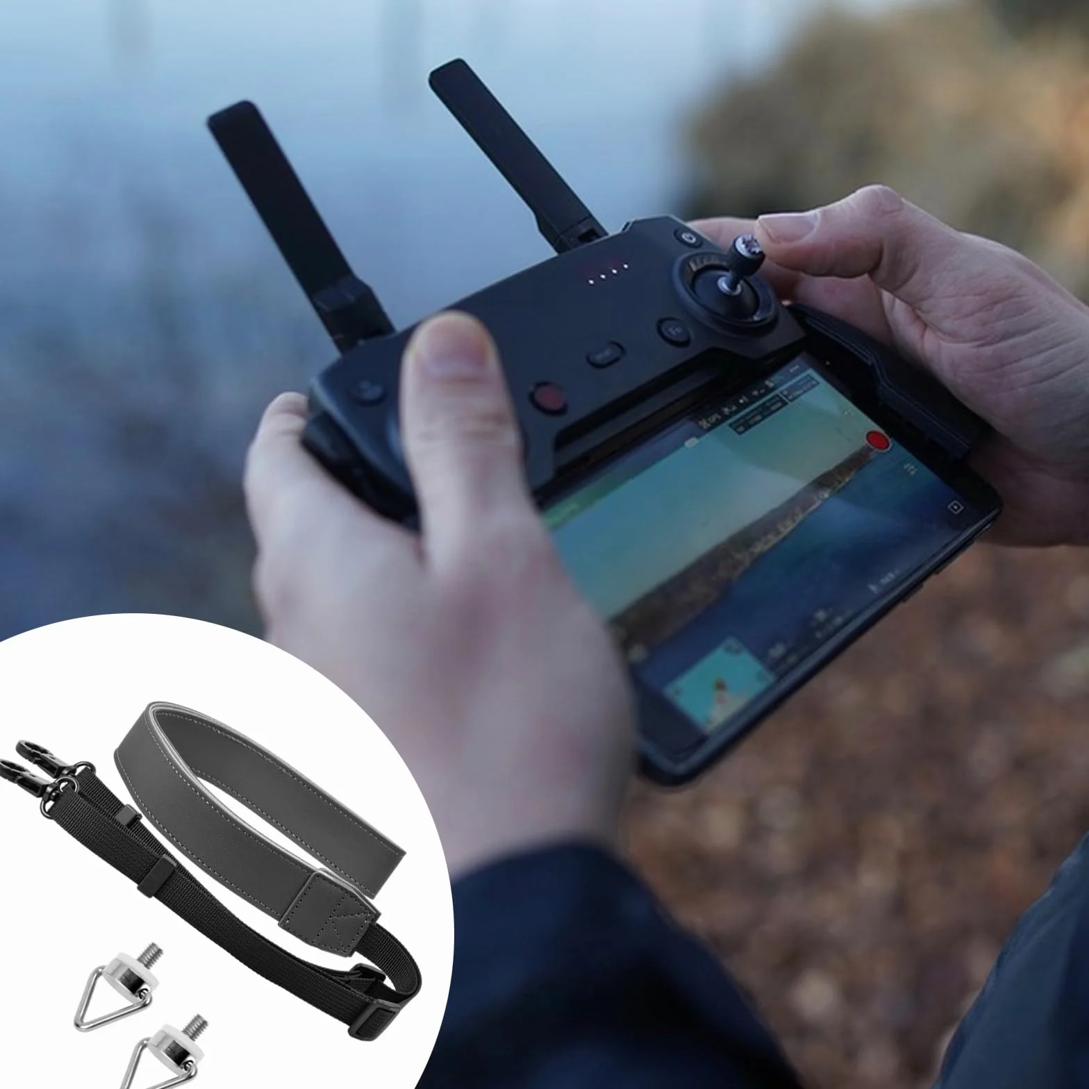 Cordón para el Cuello para DJI RC y RC Pro, Correa de Hombro de Cuero PU con Tornillo para el Controlador DJI
