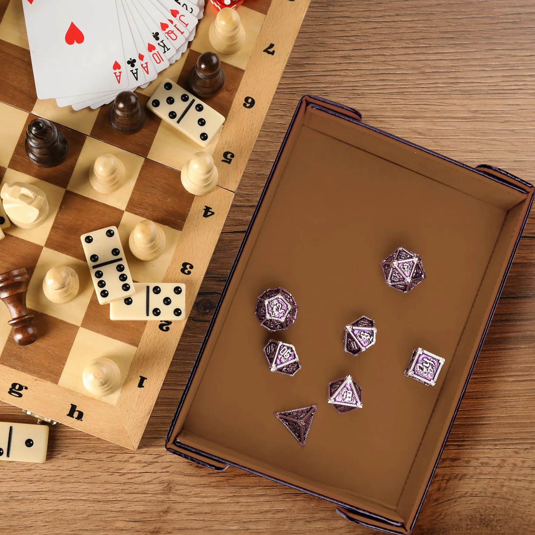 SIQUK Tablero de Dados Magnético Bandeja de Dados Rectangular Tablero de Dados Plegable Dice Tray para DND RPG, Camello