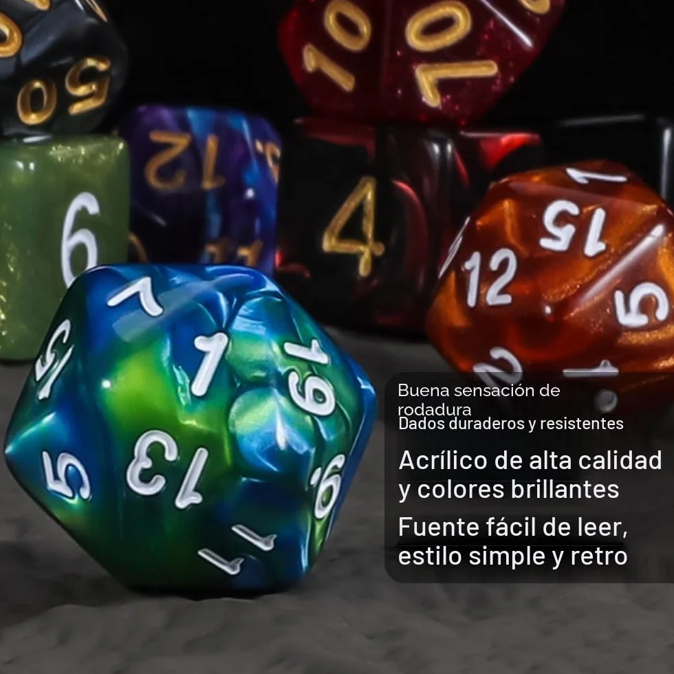 QMAY Juego de dados DND, 25 x 7 (175 piezas) dados poliédricos compatibles con Dungeon and Dragons MTG Table Games RPG DND., DCIE25
