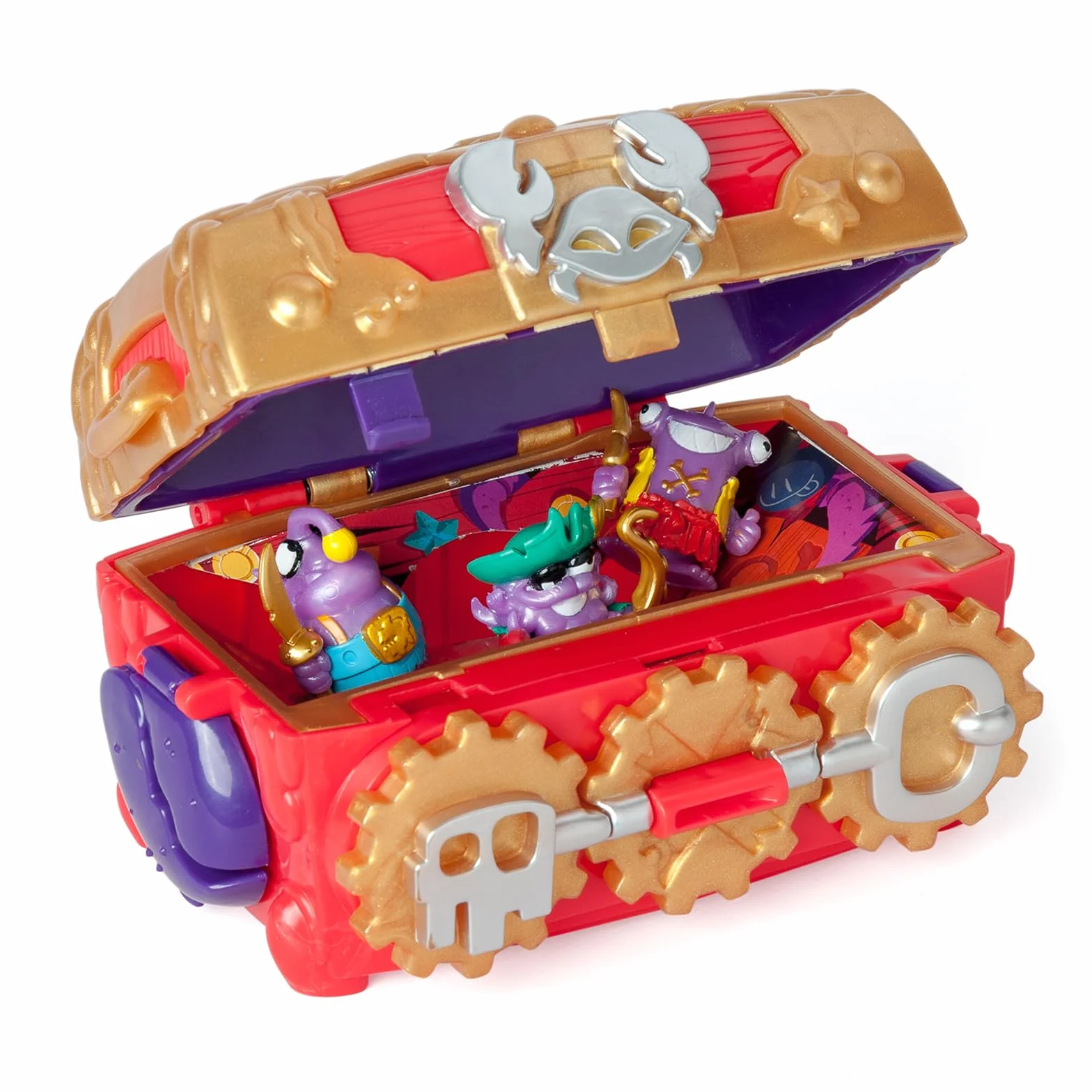 PIRATIX ADVENTURE WORLD Monster Treasure – Cofre del tesoro con un monstruo escondido en su interior. Incluye 1 cofre, 3 Piratix exclusivos, 1 tesoro exclusivo y 3 accesorios