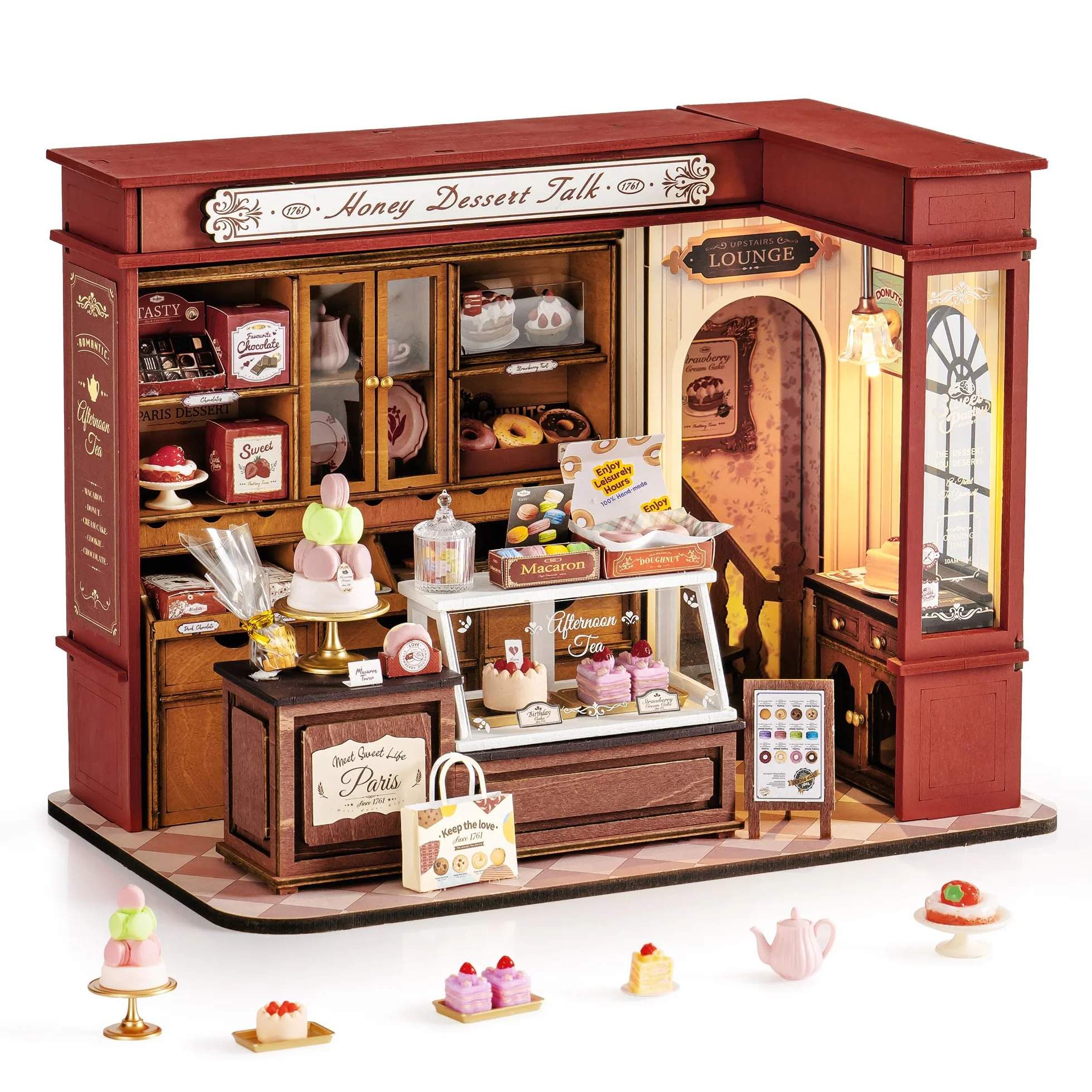 Rolife Miniatura Kit de Casa para Adultos Conversación Postre de Miel Kits de Modelos Casa de Muñecas Miniatura Decoración del Hogar Casa de Muñecas para Construir Regalo de Cumpleaños para Adultos