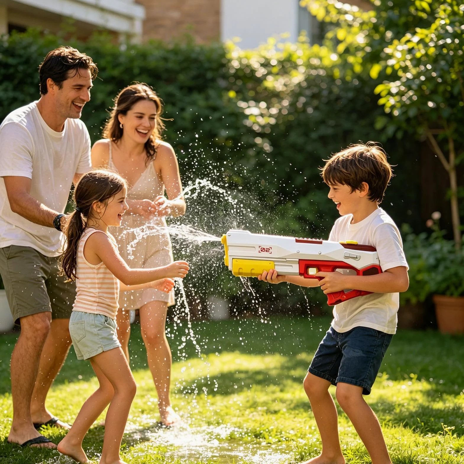Pistola de Agua Gran Capacidad Eléctrica de Largo Alcance | Rociador de Agua Automático para Niños para Patio Trasero, Playa, Piscina, Viajes, Vacaciones, Parque, Césped, Camping,