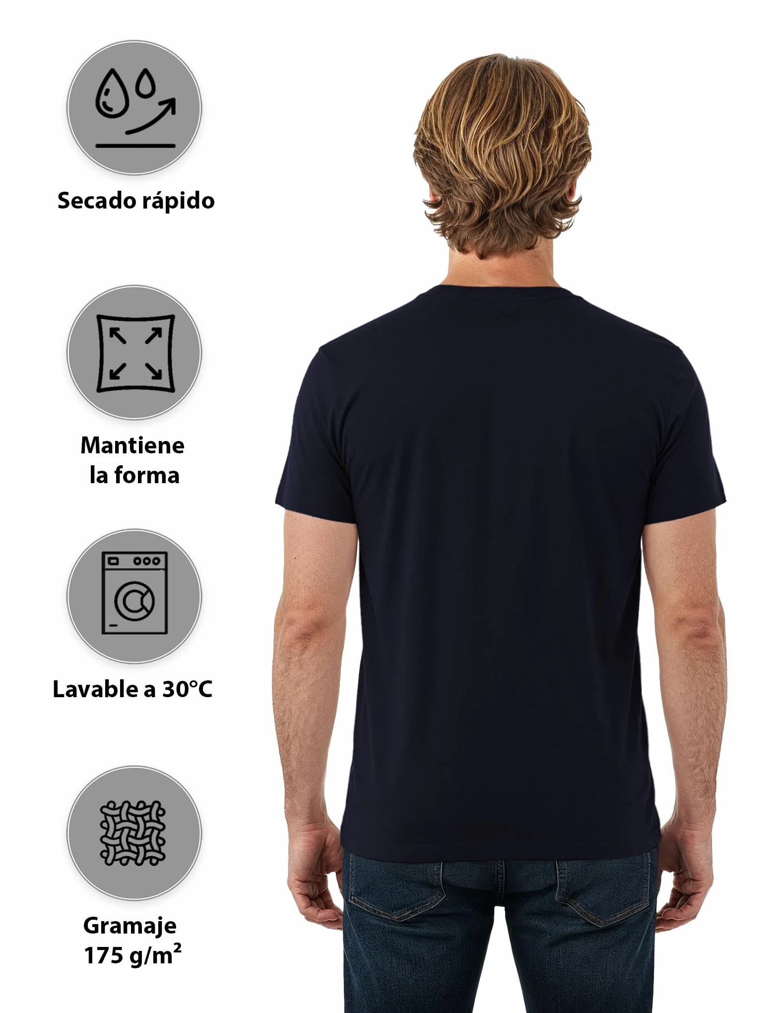 ALPIDEX T-Shirt Hombre Pack de 5 Cuello Redondo 100% Algodón Unicolor Manga Corta Casual