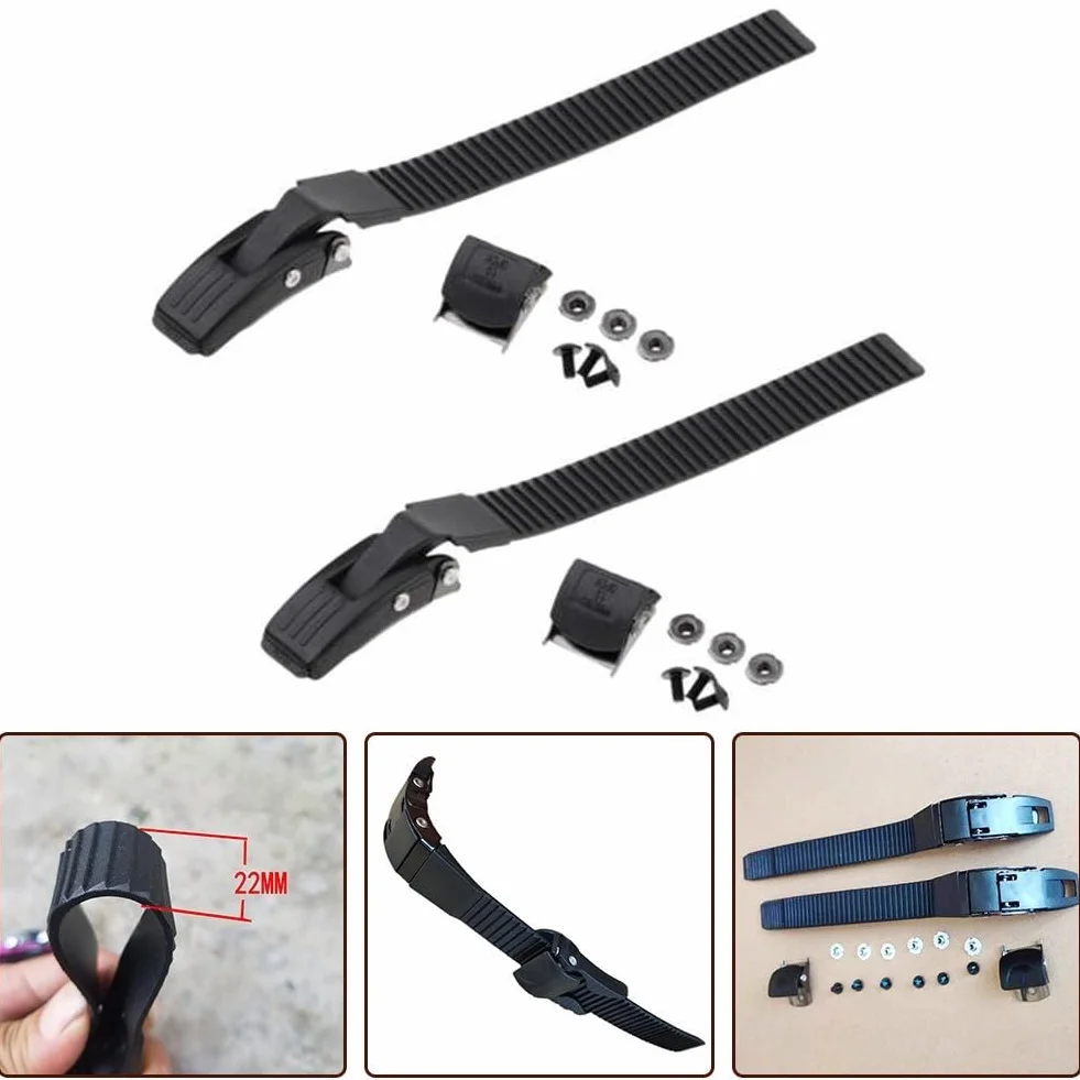 Juego de hebillas de correa de patinaje en línea, PP con tornillos, tuercas, repuesto para patines, negro, 2 paquetes