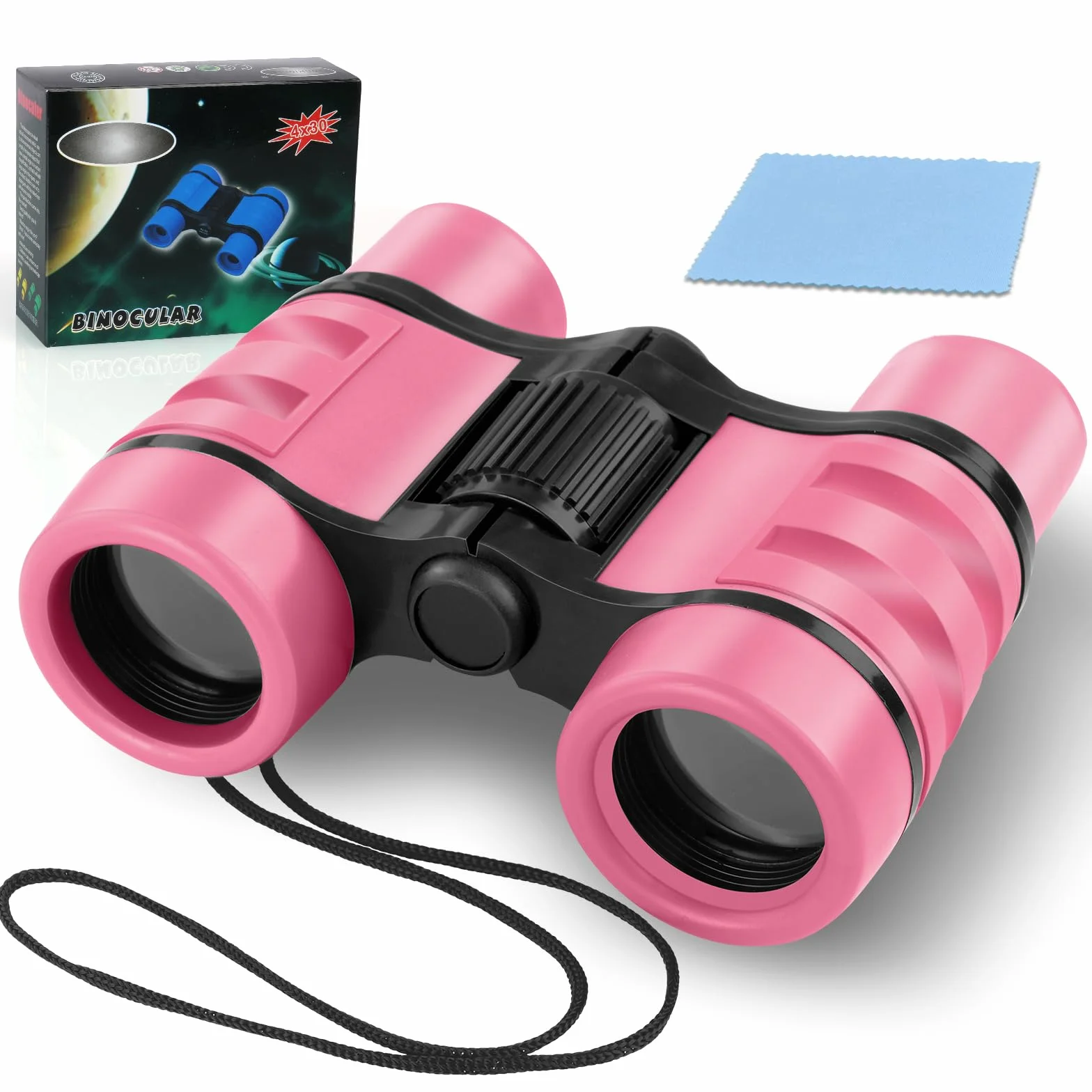 OSDUE Binoculares para Niños, Binoculares para Observar Aves Al Aire Libre para Niños, Mini Compactos a Prueba de Golpes, Juguetes Telescópicos con Tela para Anteojos (Rosa)
