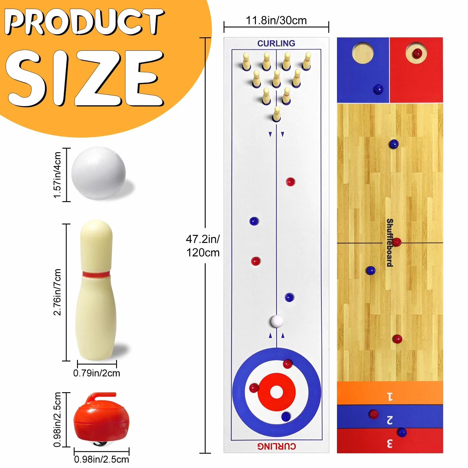 Juego de mesa 4 en 1, juego de mesa de Shuffleboard, juego de bowling curling cornhole juego interactivo ideal para la escuela, el hogar, la oficina, la fiesta