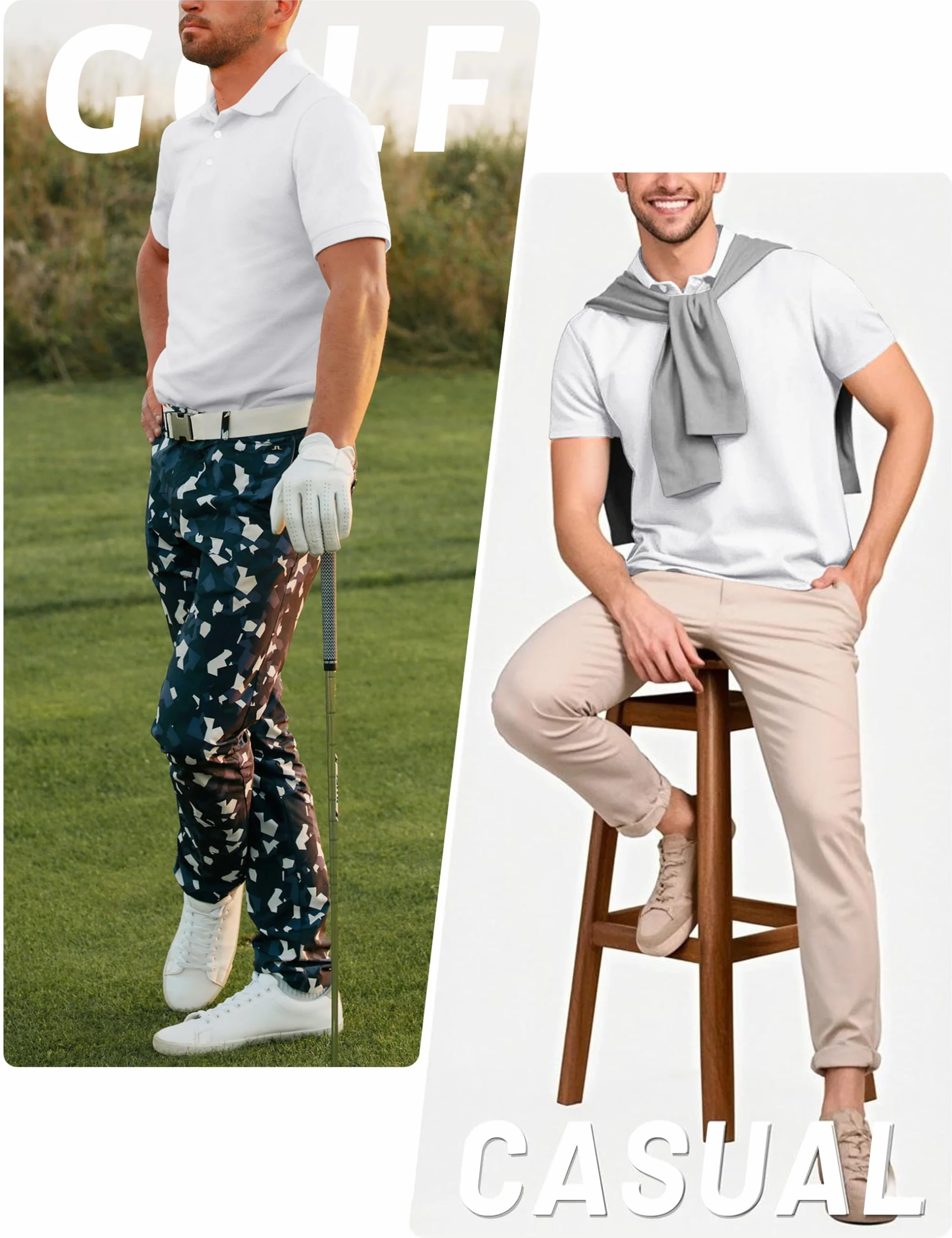 TACVASEN Polo Hombre Manga Corta Golf Camisa Transpirable Antisudor Ajustada