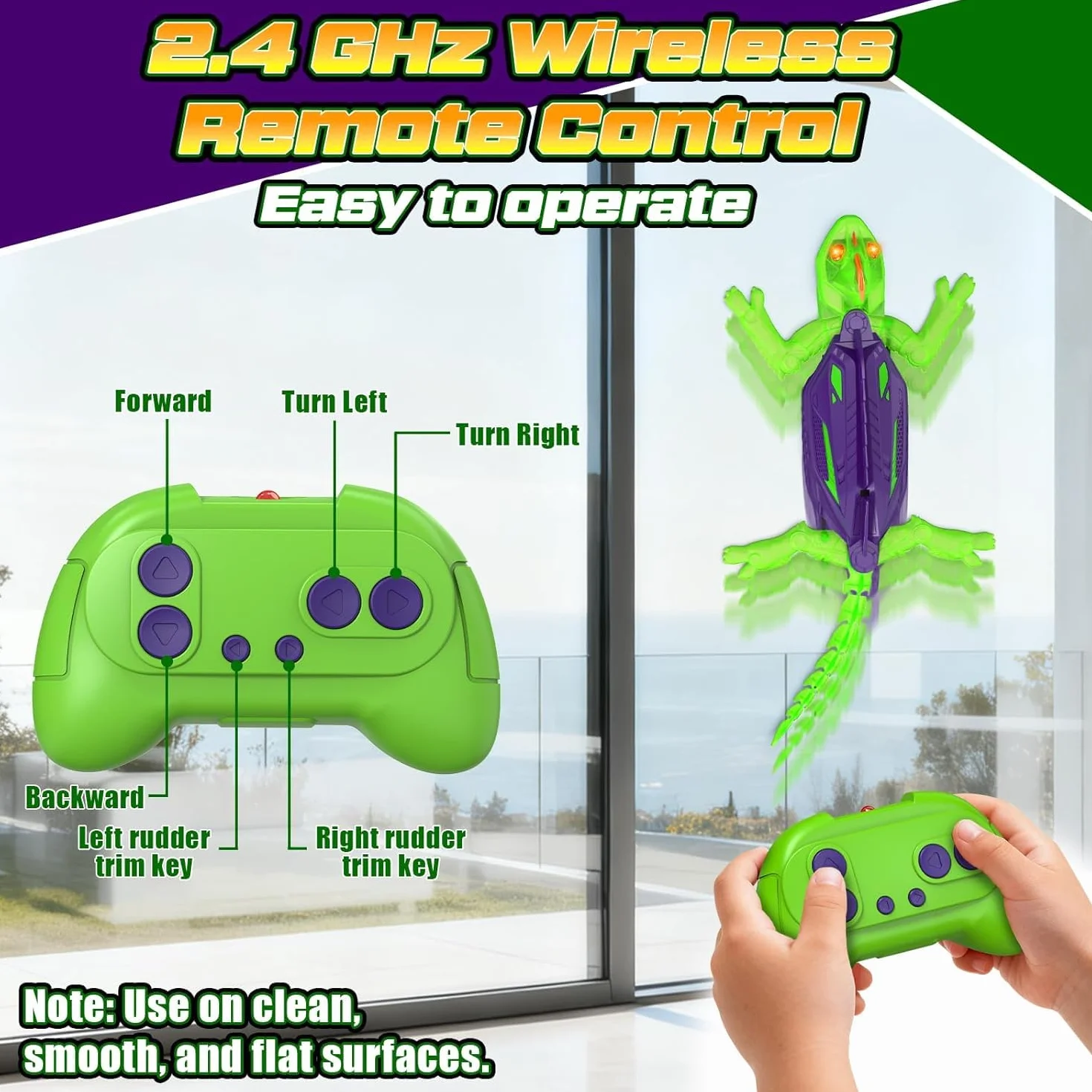 Goody King Lagarto Trepador Paredes - Robot Lagartija Teledirigida Que Trepa Paredes y Techos - Wallcrawler Gecko - Juguete con Movimientos Reales y Giro 360° - Regalo para Niños a Partir de 3 Años