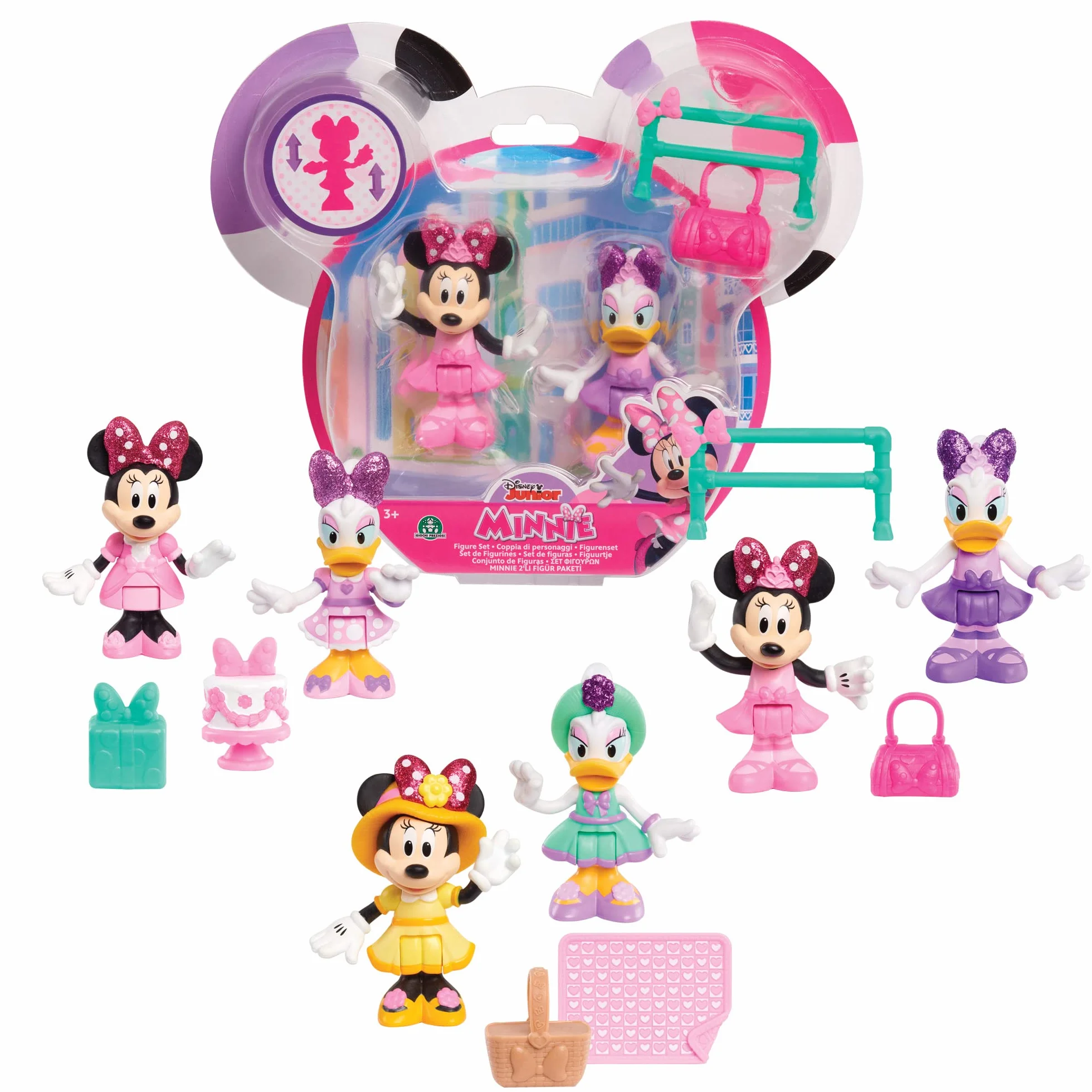Disney Minnie, 2 Figuras articuladas 7,5 cm con Accesorios, Tema de Fiesta, Juguete para niños a Partir de 3 años, GIOCHI PREZIOSI, MCN173