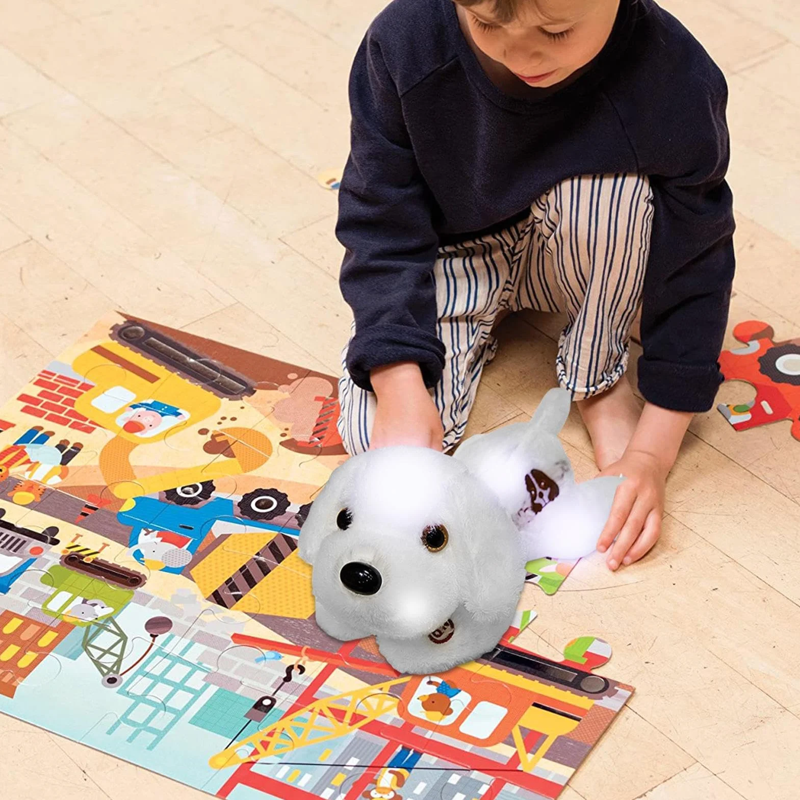 Generico Perro de peluche iluminado, perro de peluche LED - nocturnas en forma de cachorro de | 14 pulgadas iluminan el cachorro de para perros de luz nocturna suave para el compañero de