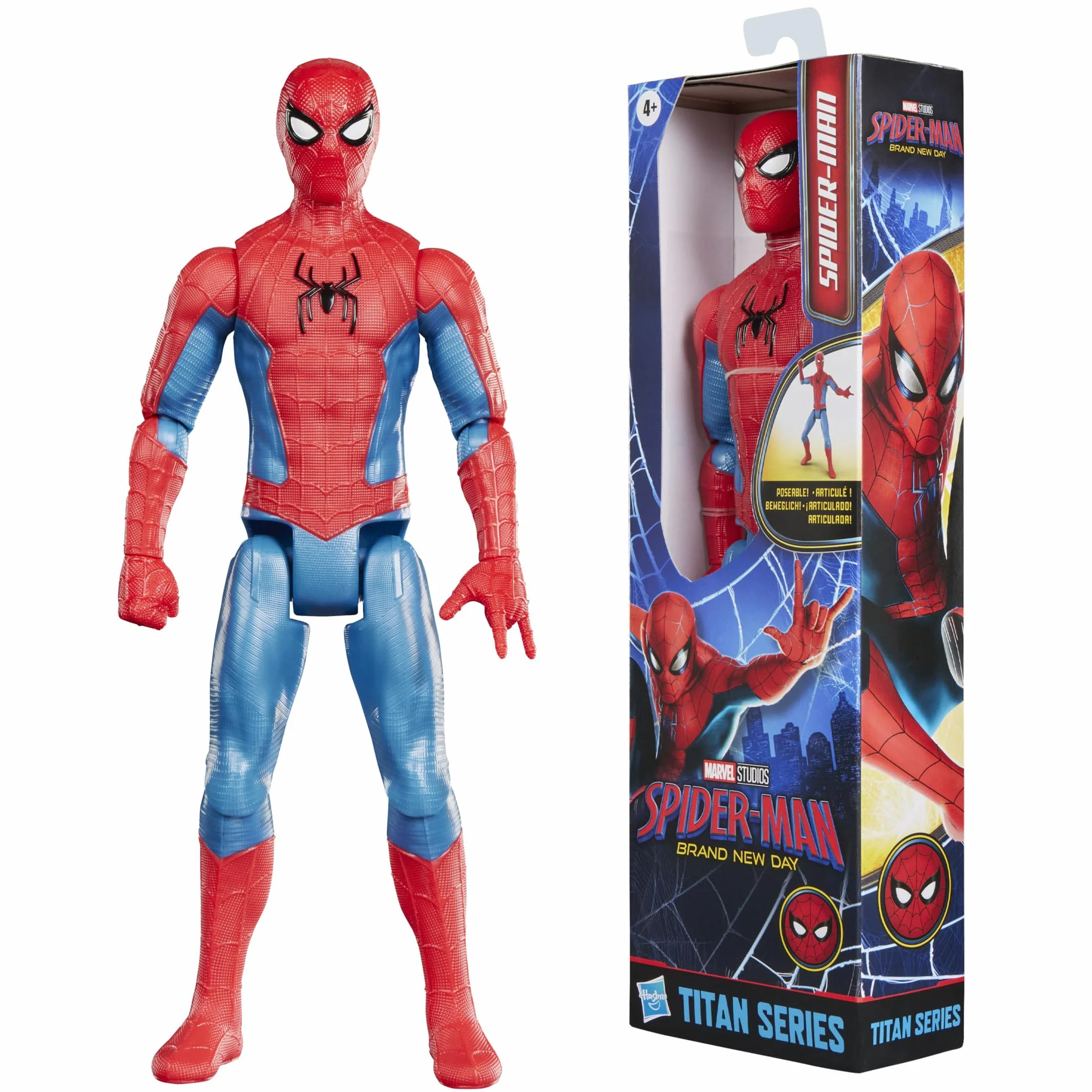 Marvel Spider-Man Day, Figura de acción Titan Series de 29,2 cm, Juguetes de superhéroes para niños y niñas a Partir de 4 años