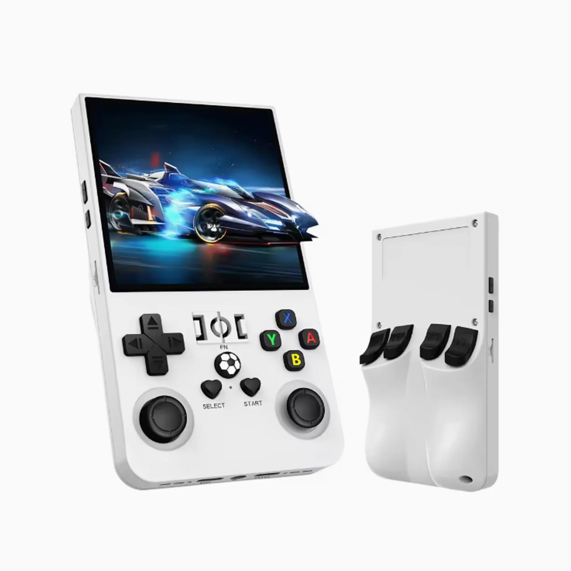 Consola portátil R36S MAX, Nueva Consola con Chip Mejorado, más potentcia, 64g de Almacenamiento, Miles de Juegos, Funda de Regalo, Color Blanco