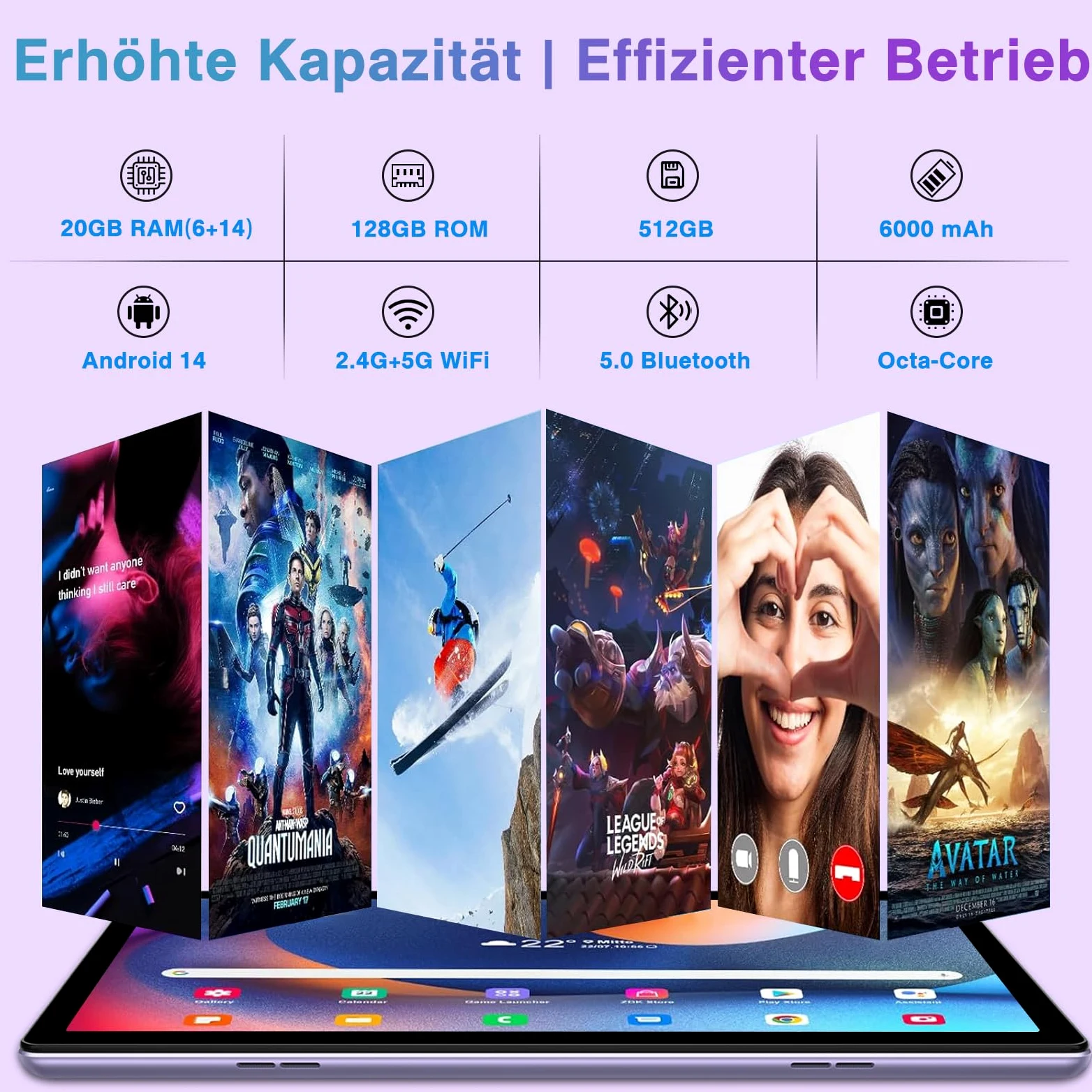 Tablet Android 10.1 con Teclado y Ratón, 20GB+128GB, Octa-Core
