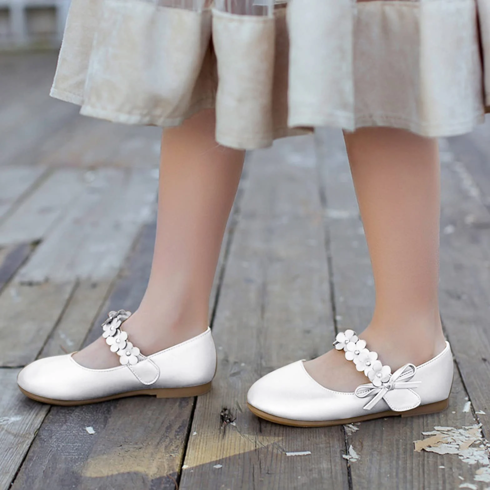 Zapatos de noche para niñas, zapatos de vestir planos y ligeros, con perla y flor, para comunión y cumpleaños