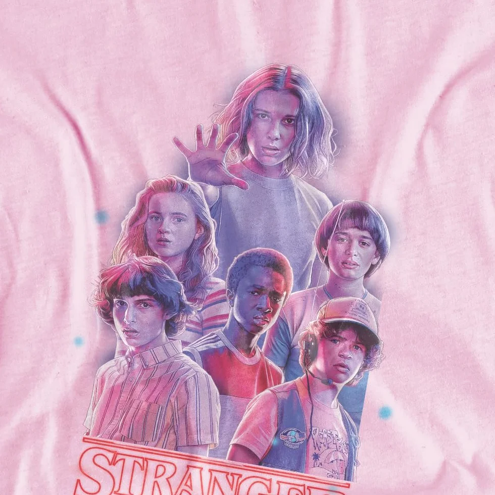 Stranger Things Pink Glow Kids T Shirt Pink