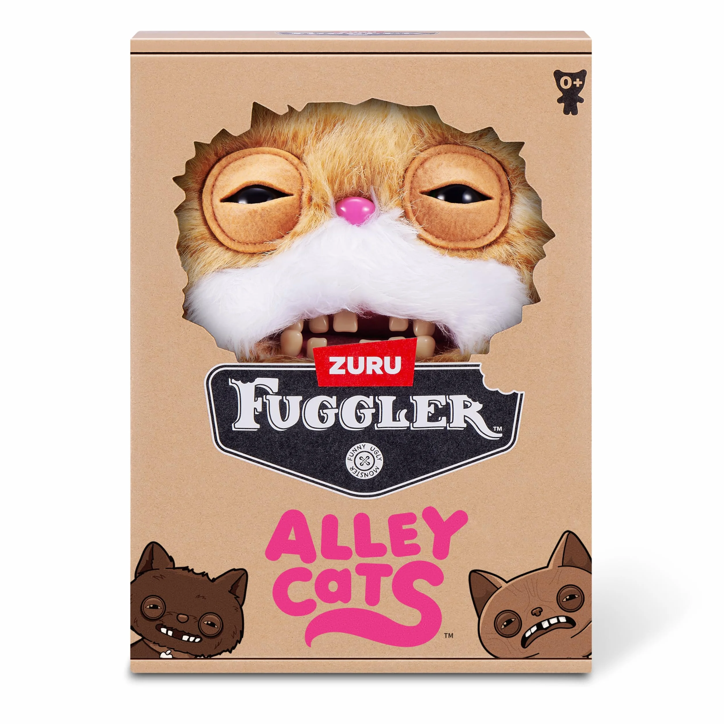 Fuggler Alley Cats Peluche 9" (Stinkface) de ZURU – Monstruo Feo y Divertido con Dientes Humanos. Peluche Coleccionable para niños, Adolescentes, Adultos y Amantes de Gatos raros
