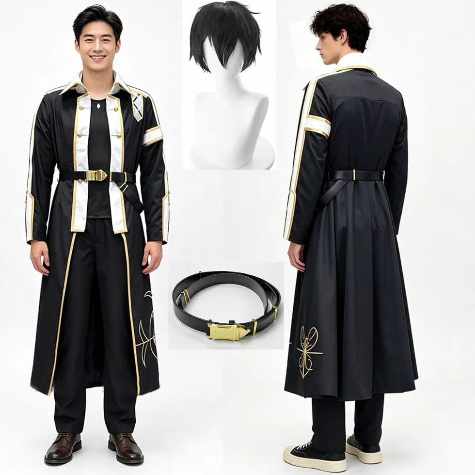 Disfraz de cosplay de anime de talla estadounidense, abrigo largo para hombre, traje de fiesta