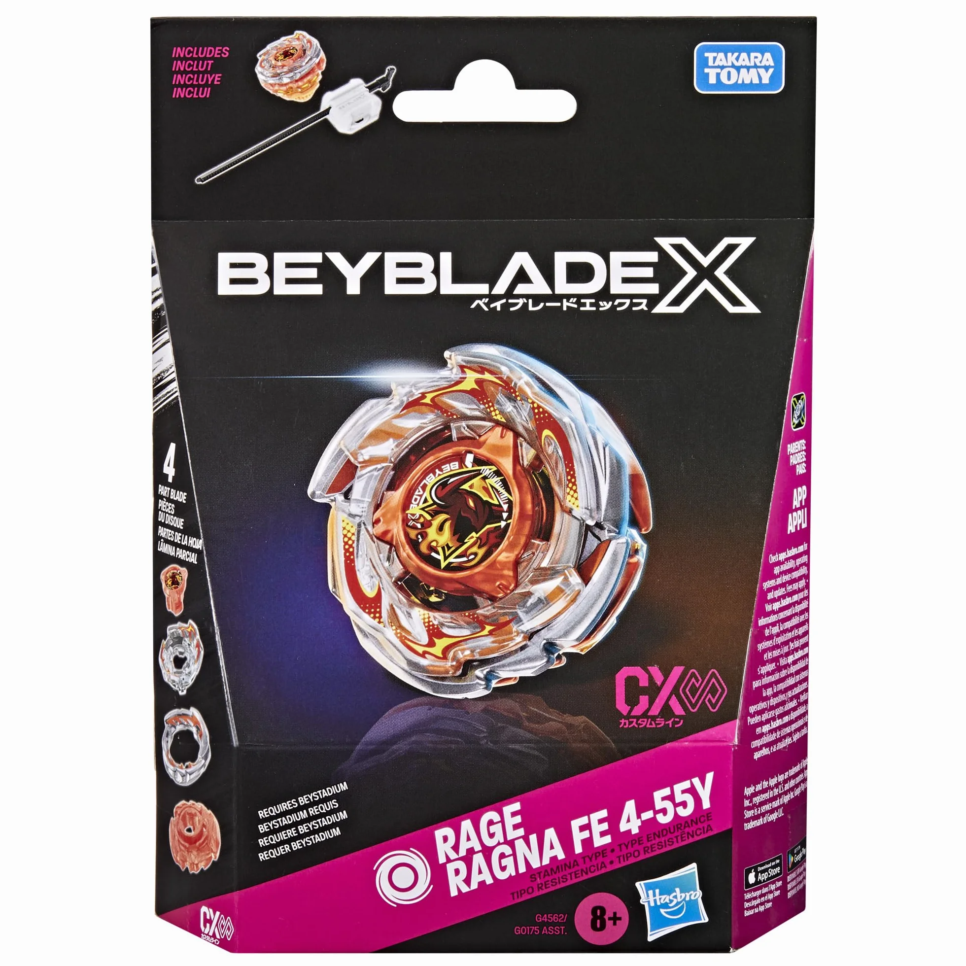 Beyblade X Rage Ragna FE 4-55Y CX Infinity Takara Tomy Kit Inicial Lanzador Tops Batalla Resistencia