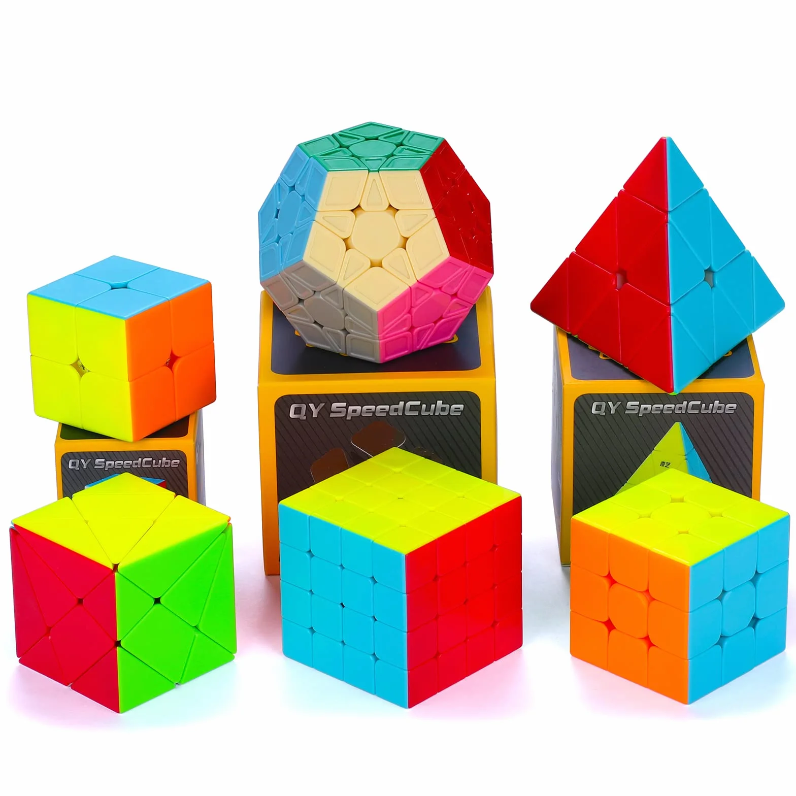 Coolzon Cubo de Mágico Set, 6 Pack Cubos de Velocidad 2x2x2 3x3x3 4x4x4 Pyraminx Megaminx Skewb Smoothly Stickerless Magic Cubes Puzzle Cube Toy para Niños y Adultos, Navidad, Cumpleaños, Festival