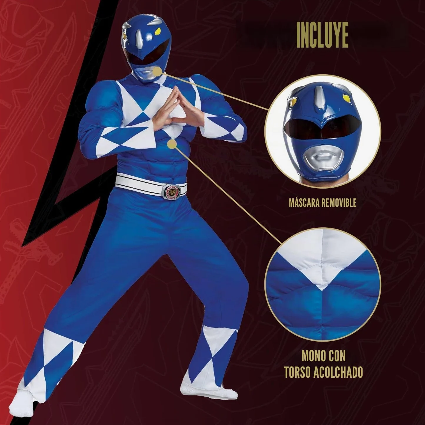 Disguise Disfraz Power Ranger Adulto Musculoso Azul, Power Rangers Disfraz Adulto, Power Ranger Azul Disfraz, Disfraz Superheroe Adulto Hombre, Disfraz Carnaval Hombre Talla X