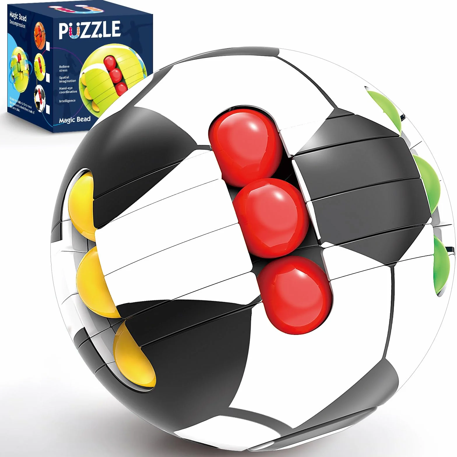 Juguetes de pelota deportiva de rompecabezas - Rompecabezas 3D y juegos de acertijos para niños y adultos, juguetes sensoriales de regalo, cuentas mágicas de inteligencia de 6,35 cm, alivio del estrés