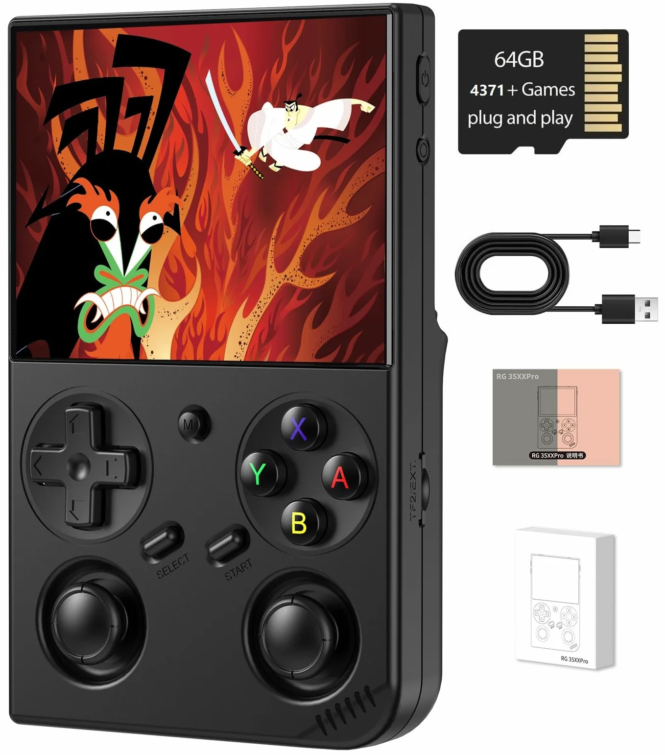 RG35XX Pro - Consola de juegos de mano retro, RG 35XXPro, compatible con salida de TV HDMI, 5G, WiFi, Bluetooth 4.2, pantalla IPS de 3.5 pulgadas, sistema Linux integrado, tarjeta TF 64G 4353 juegos