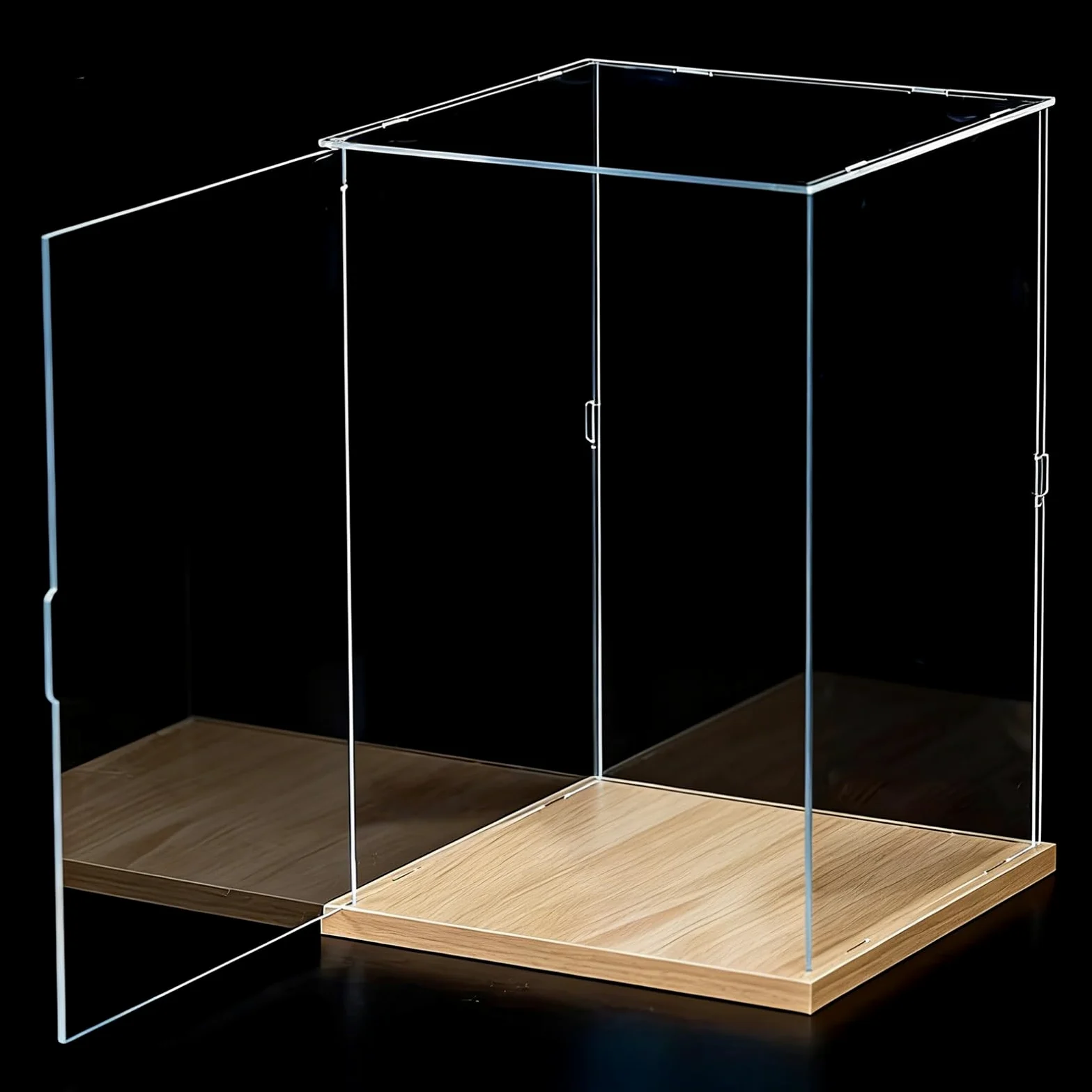 Cajas de Metacrilato Vitrina de Acrílico Transparente Sobremesa con Puerta, Plástico a Prueba Polvo para Figuras Acción / Objetos Colección(Light Wood,30x30x60cm)